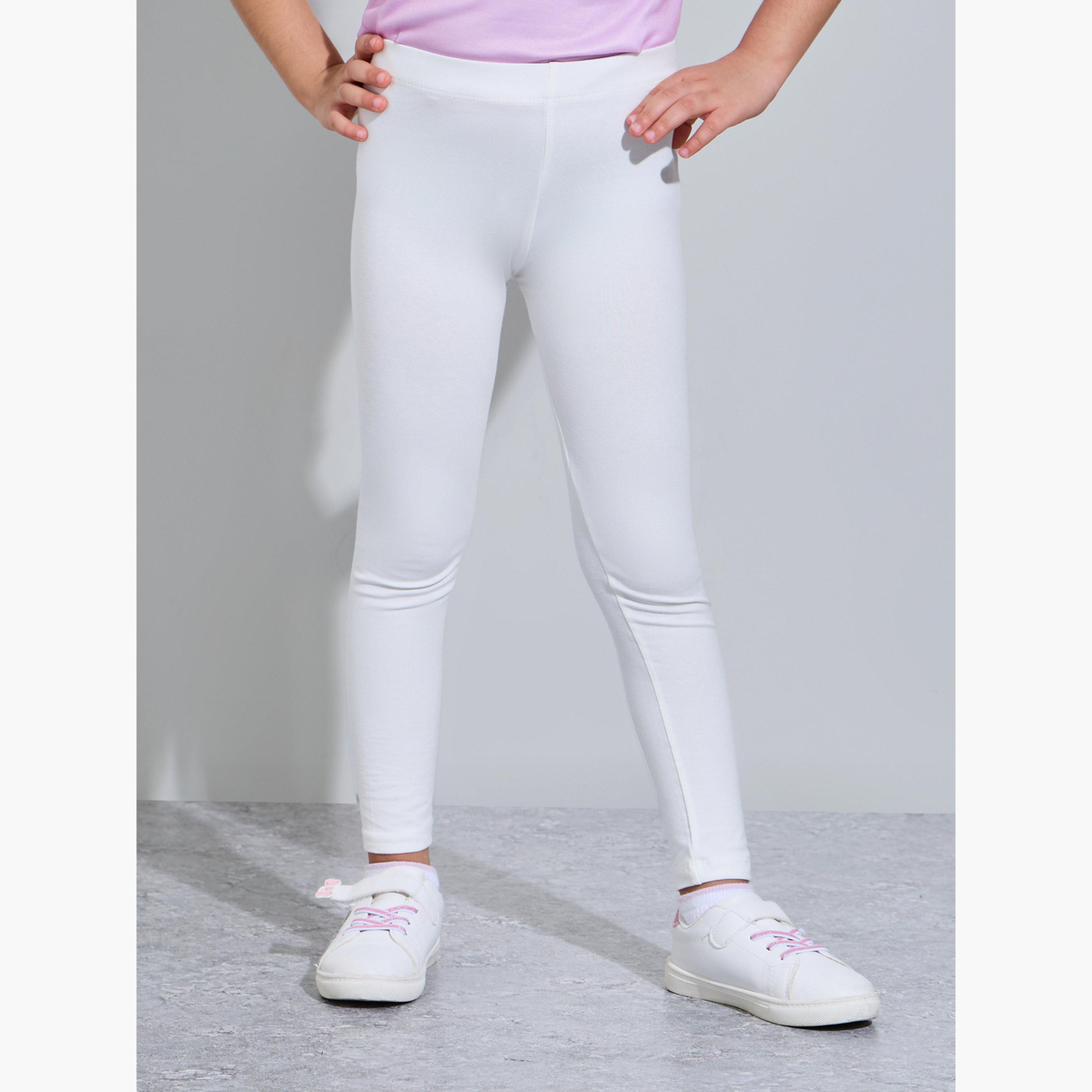 مجموعة من 2 ليقنز قطن بلون أبيض للبنات-girls-clothing-bottoms-leggings-image-2