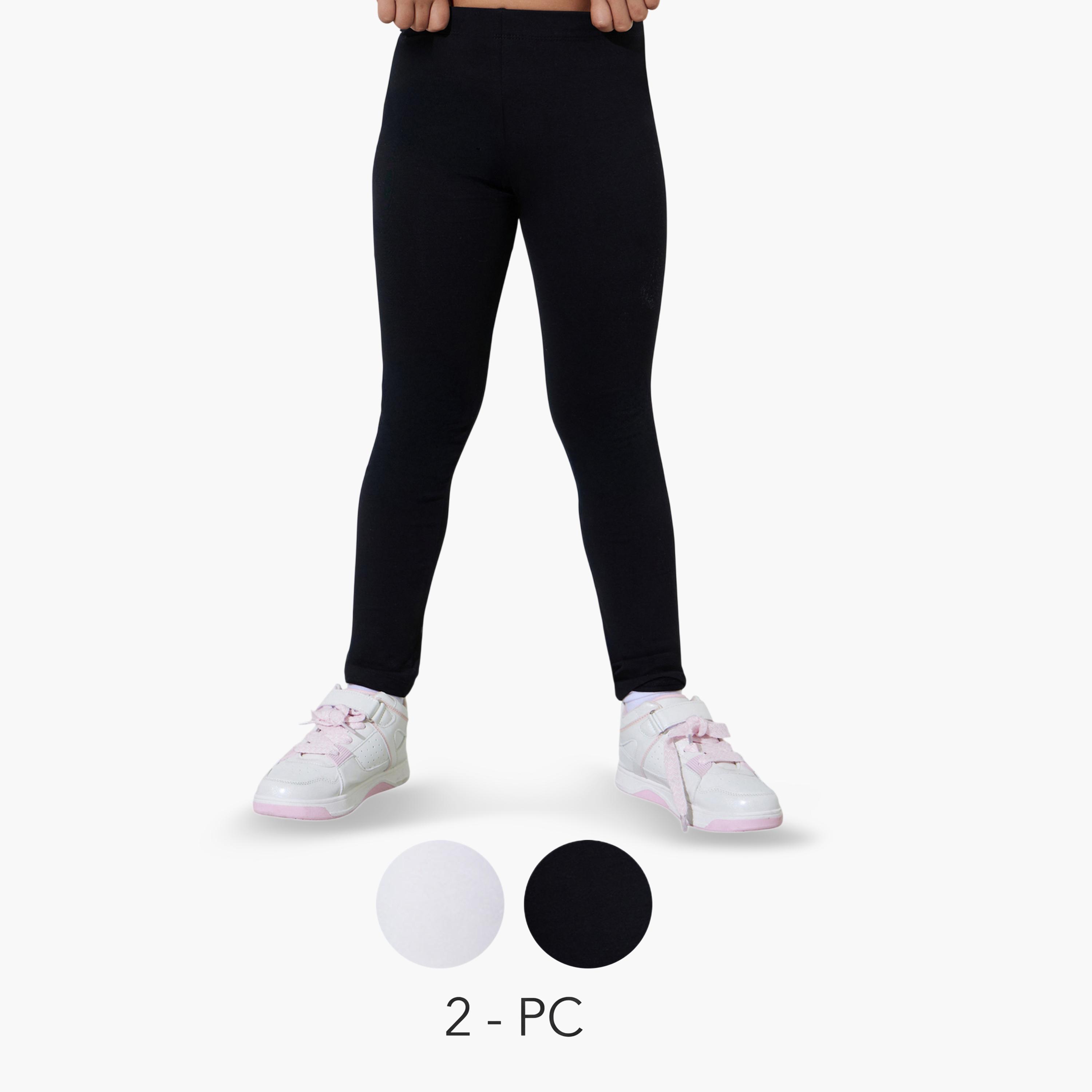 Styli Teen Girls Pack of 2 - Black Cotton Leggings-girls-clothing-bottoms-leggings-image-1