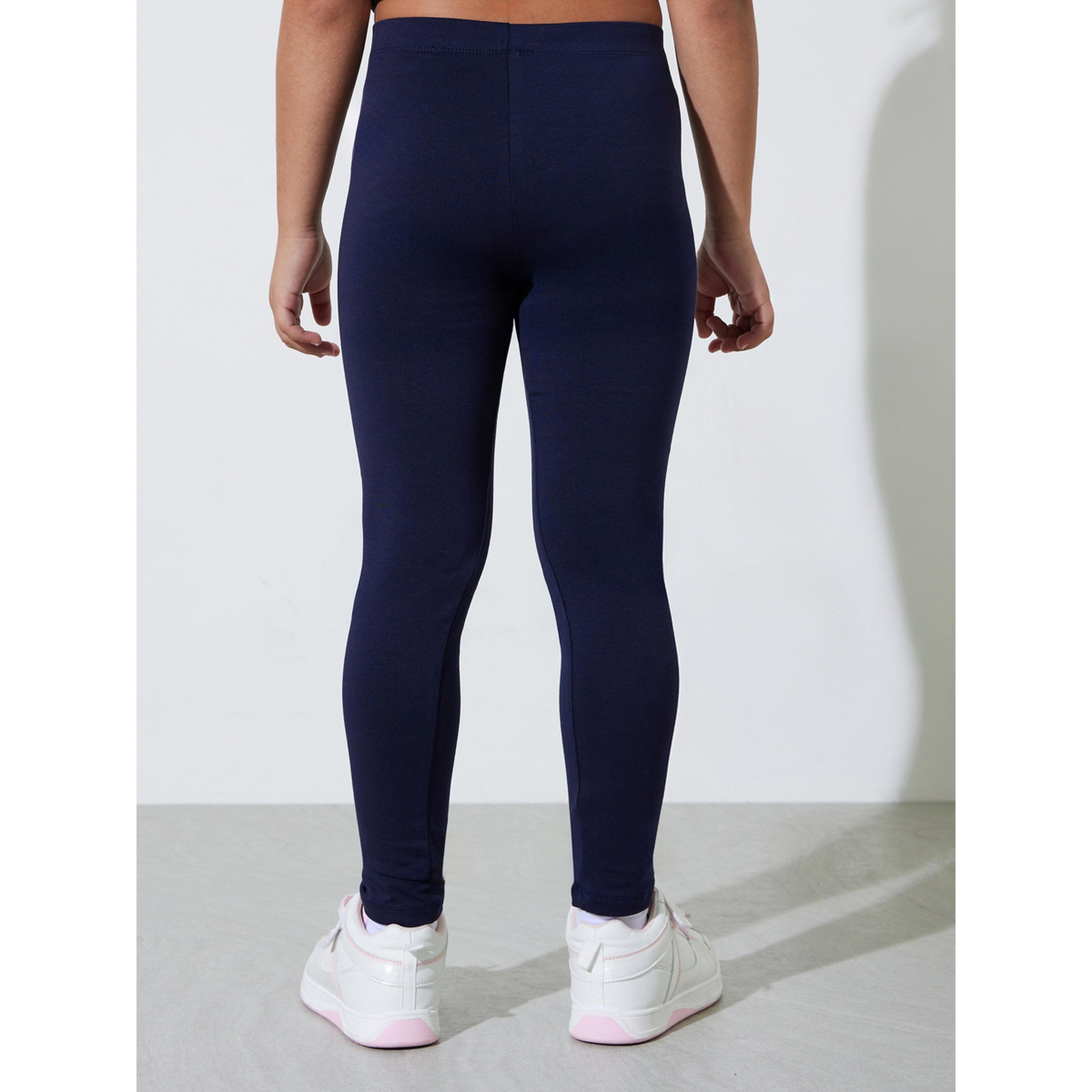 Styli Teen Girls Pack of 2 -Navy Blue Cotton Leggings-girls-clothing-bottoms-leggings-image-5