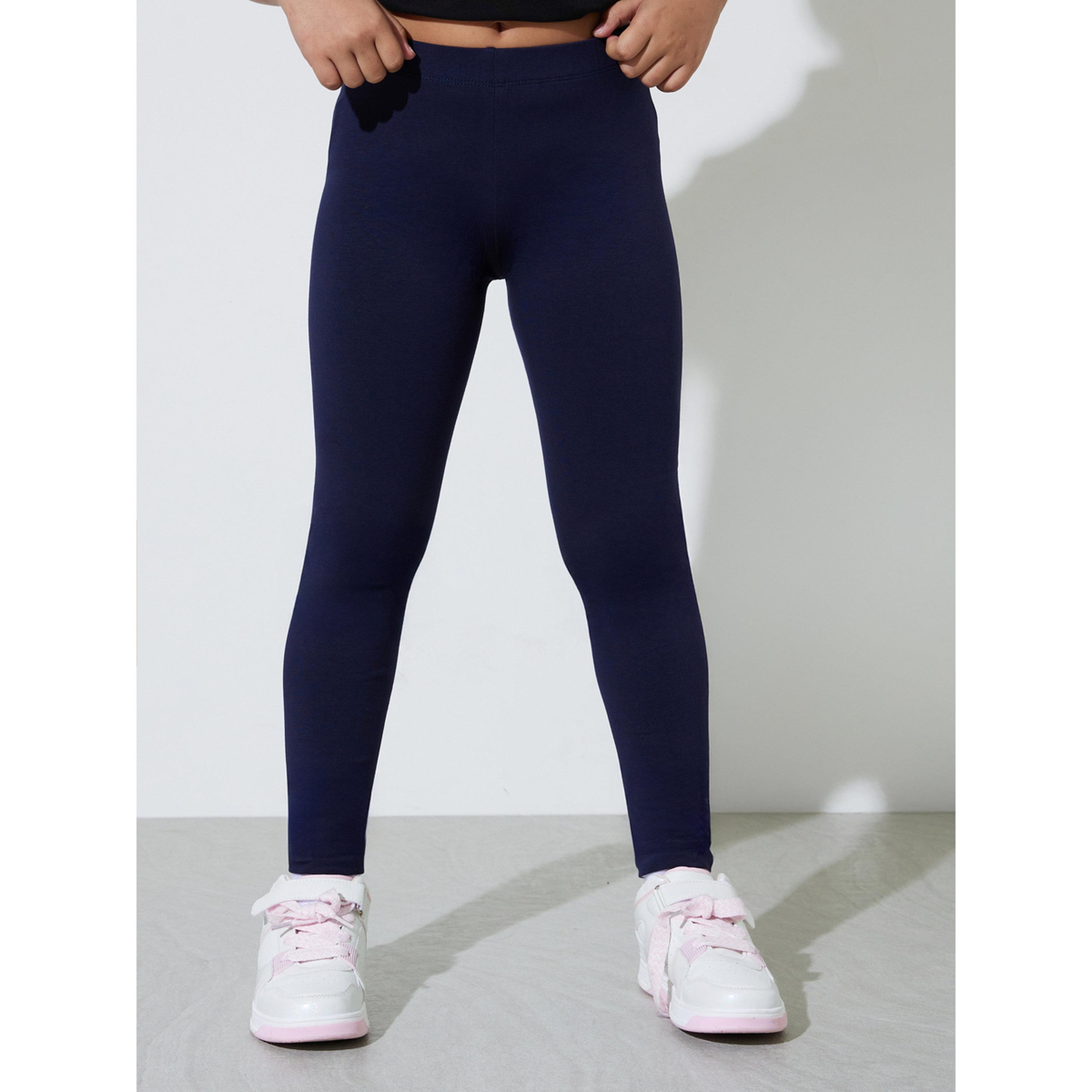Styli Teen Girls Pack of 2 -Navy Blue Cotton Leggings-girls-clothing-bottoms-leggings-image-6