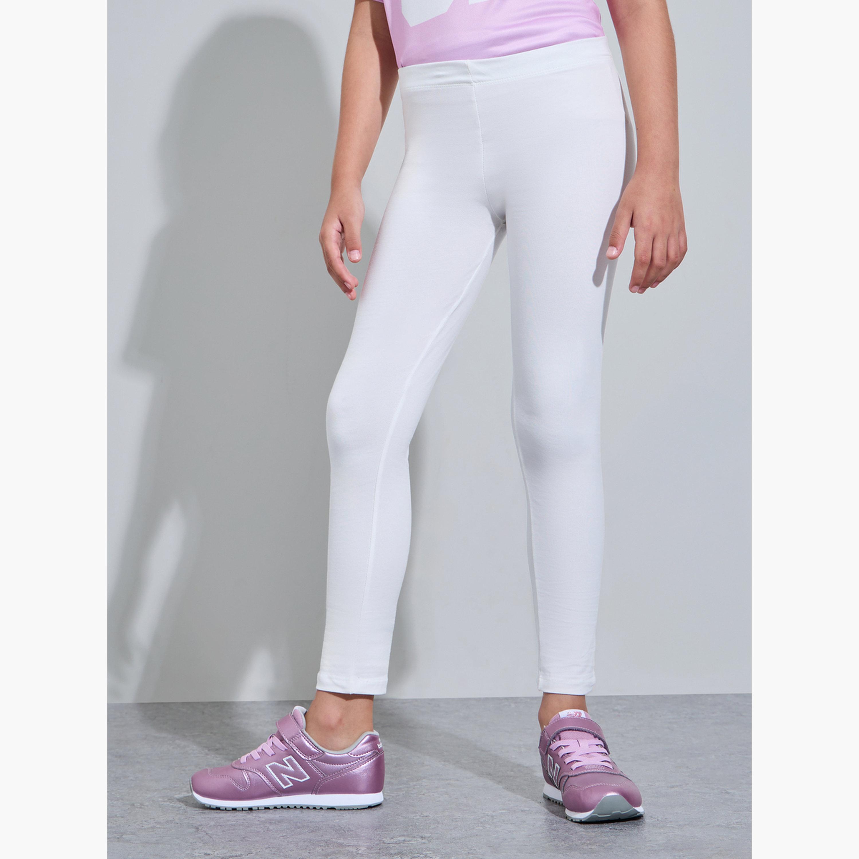 مجموعة من 2 ليقنز قطن بلون أبيض للبنات-girls-clothing-bottoms-leggings-image-2