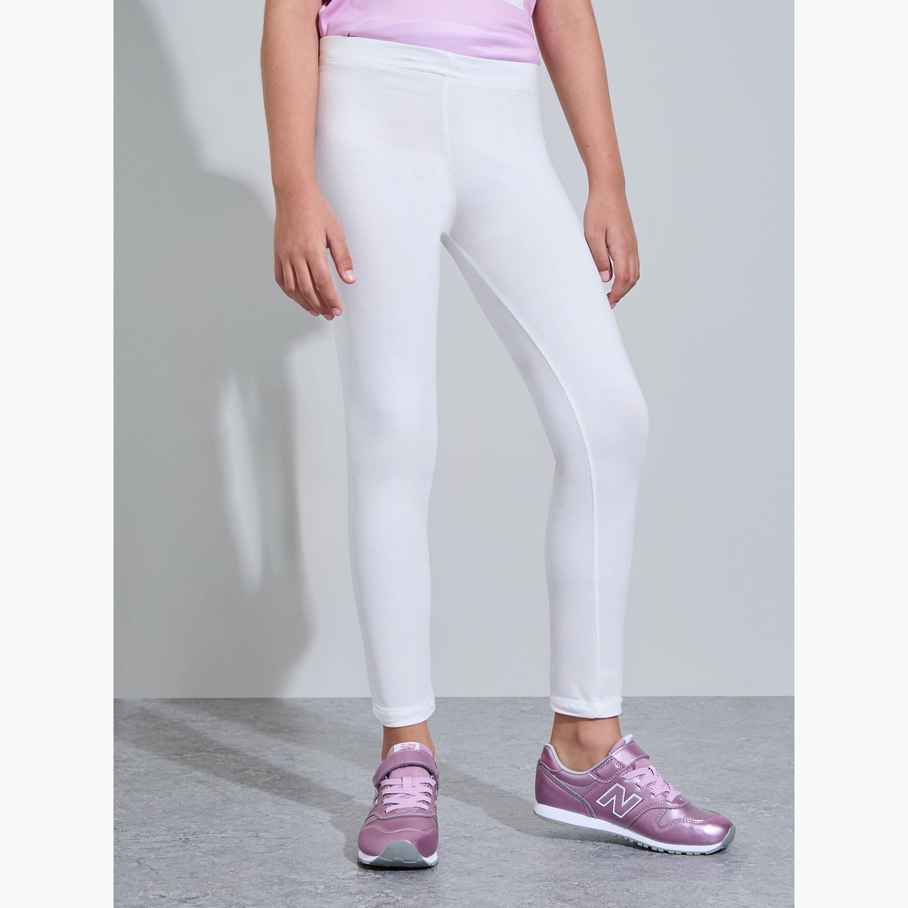 مجموعة من 2 ليقنز قطن بلون أبيض للبنات-girls-clothing-bottoms-leggings-image-4