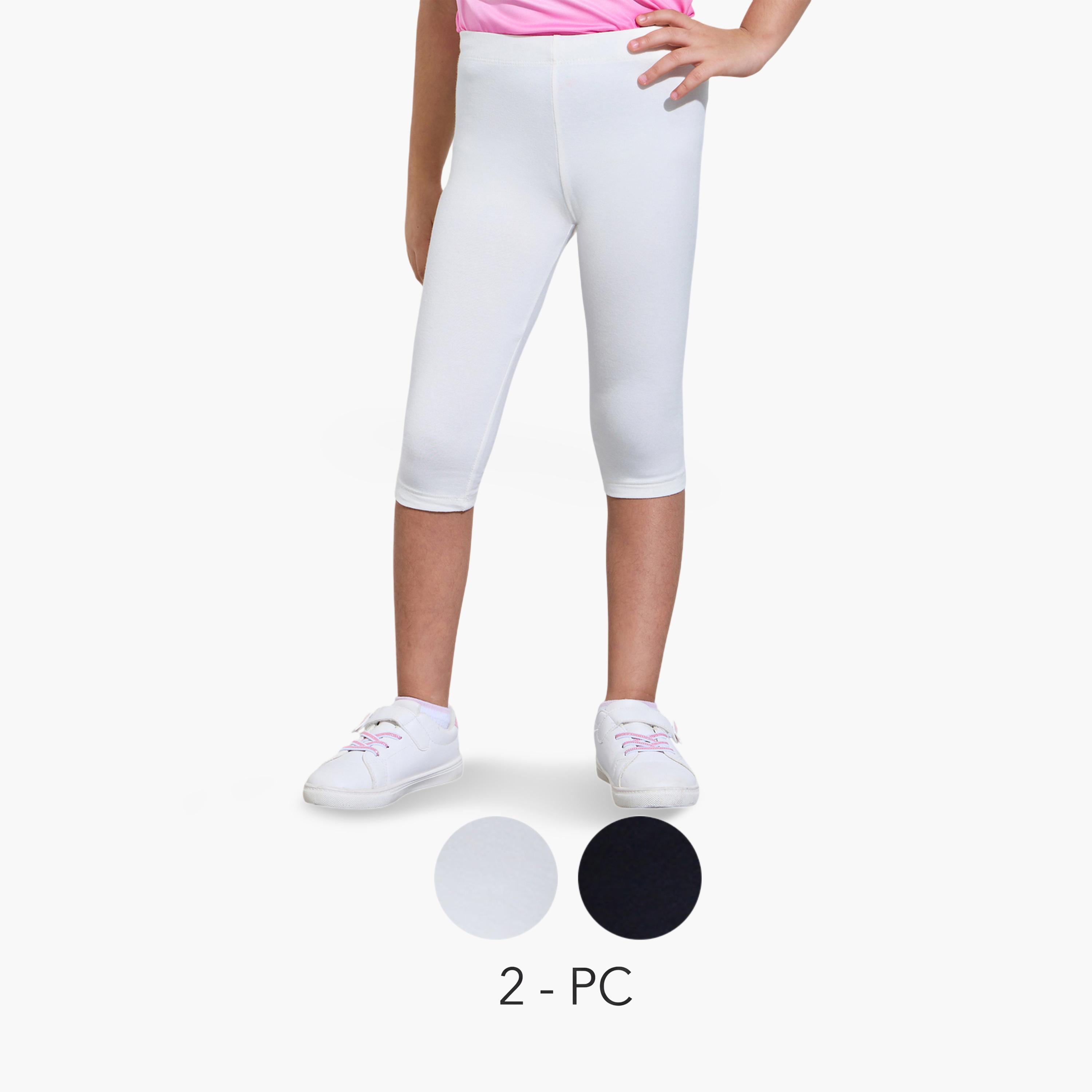Styli Girls Pack of 2 - Cotton Blend Capri Leggings-girls-clothing-bottoms-leggings-image-1
