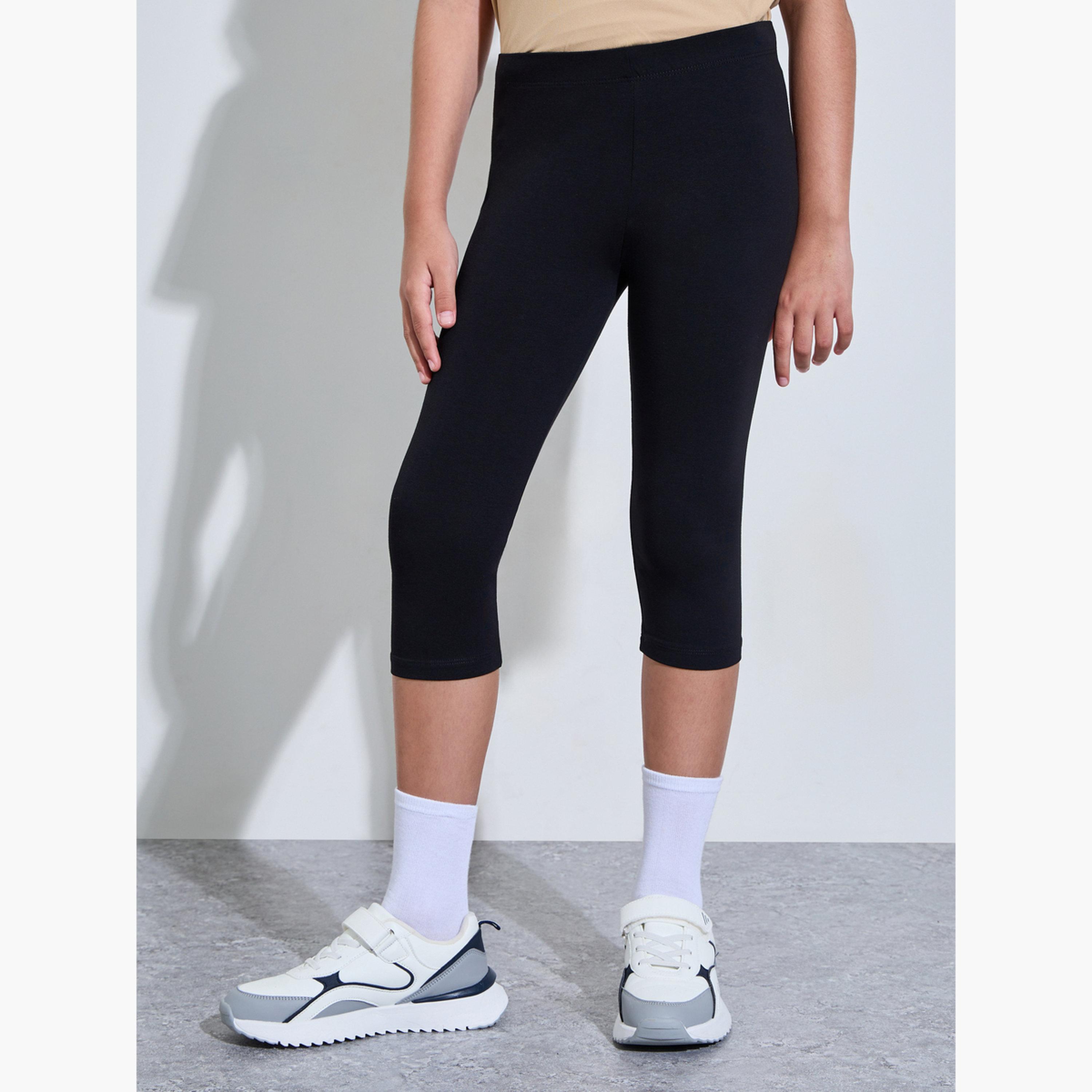 Styli Teen Girls Pack of 2 - Cotton Blend Capri Leggings-girls-clothing-bottoms-leggings-image-2