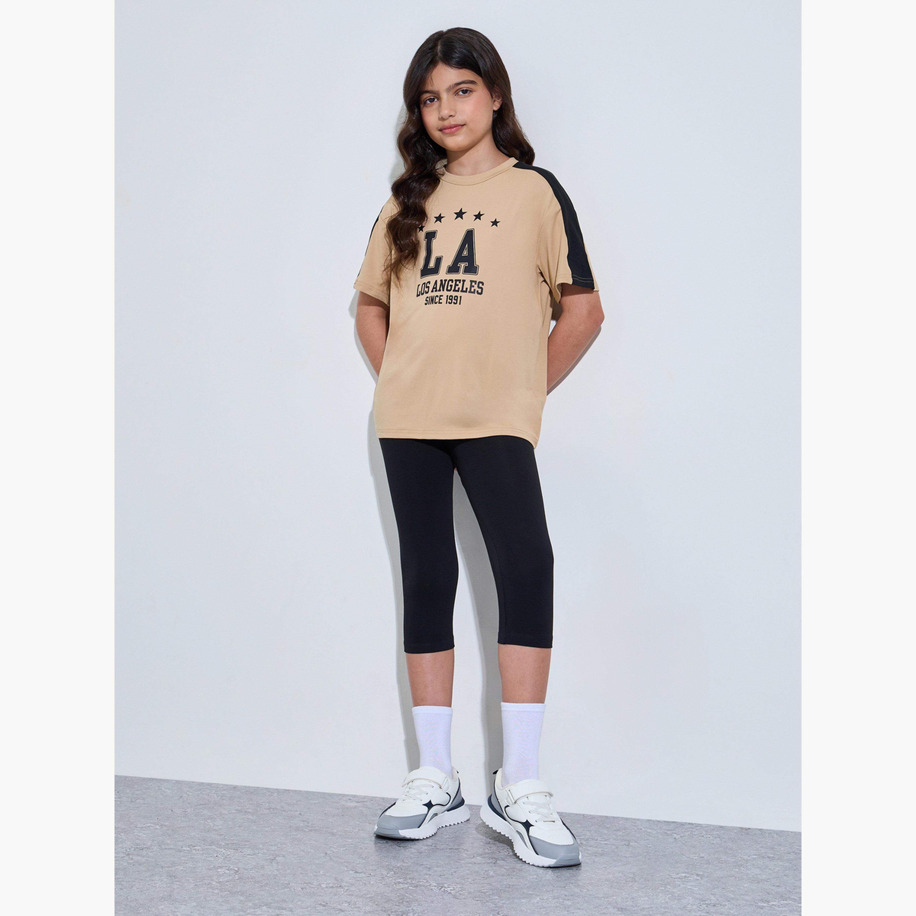 Styli Teen Girls Pack of 2 - Cotton Blend Capri Leggings-girls-clothing-bottoms-leggings-image-3
