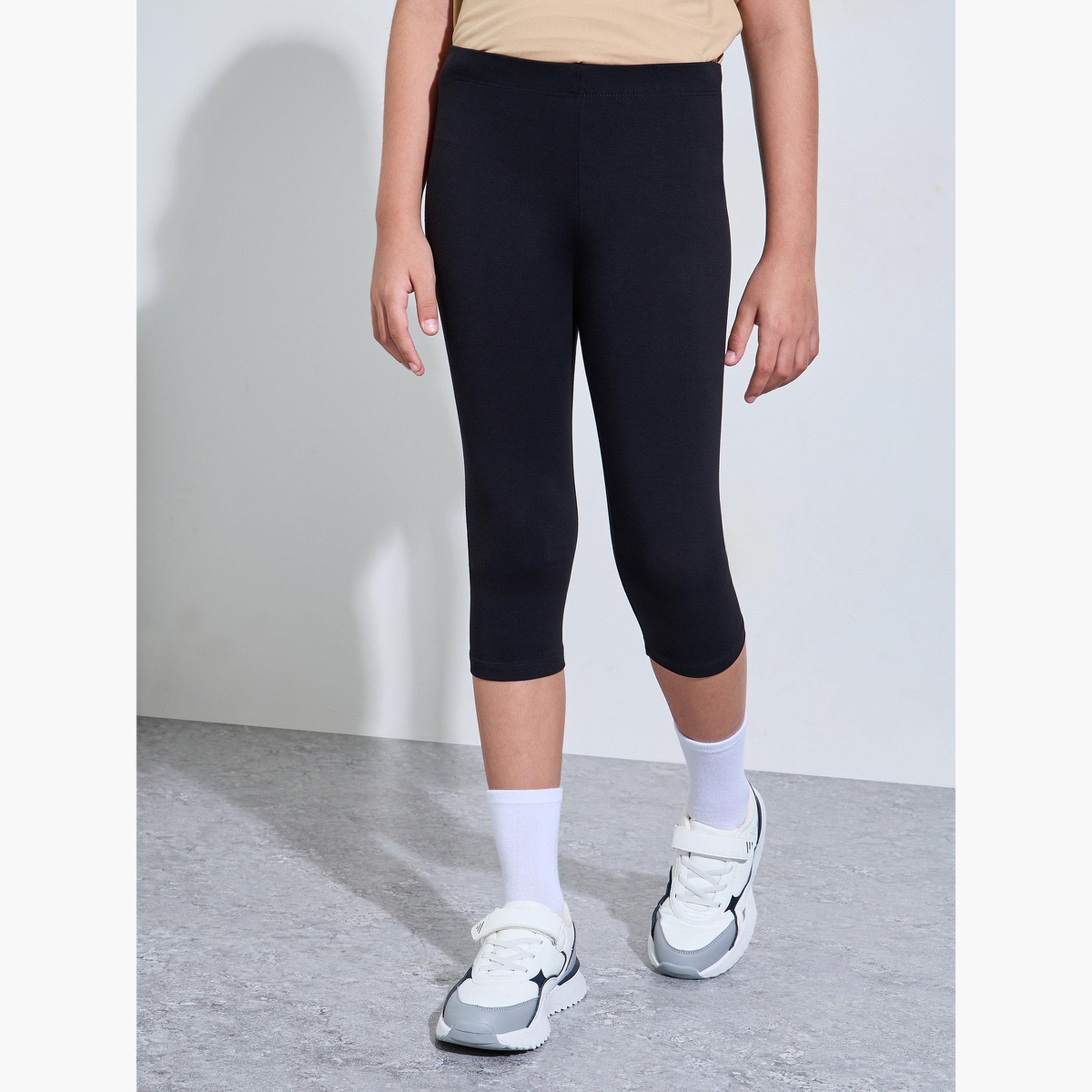 Styli Teen Girls Pack of 2 - Cotton Blend Capri Leggings-girls-clothing-bottoms-leggings-image-4