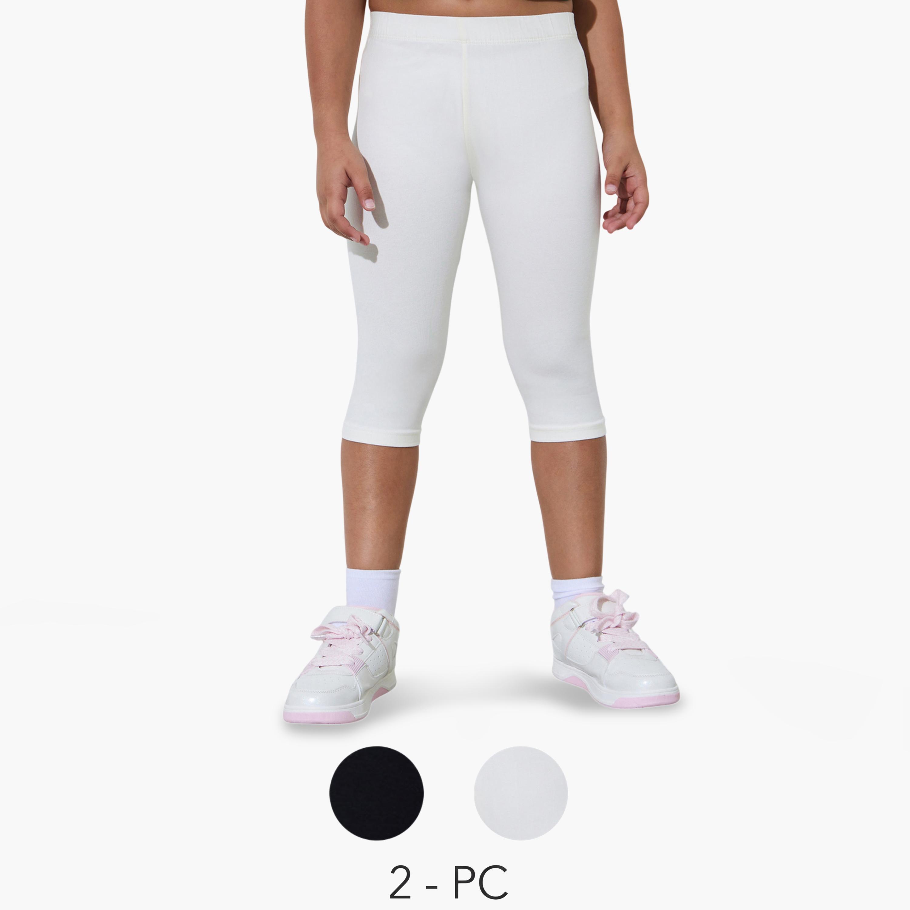 طقم من 2 ليقنز كابري بمزيج قطن للبنات-girls-clothing-bottoms-leggings-image-1