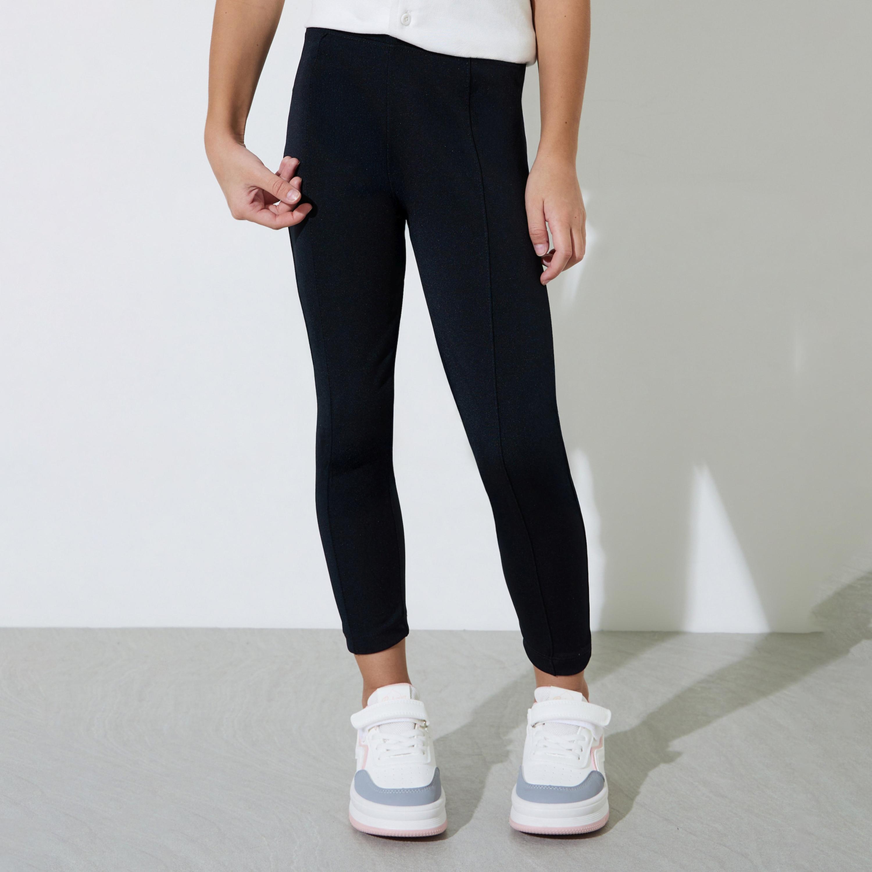 Styli Girls Black Full Length Leggings-girls-clothing-bottoms-leggings-image-1