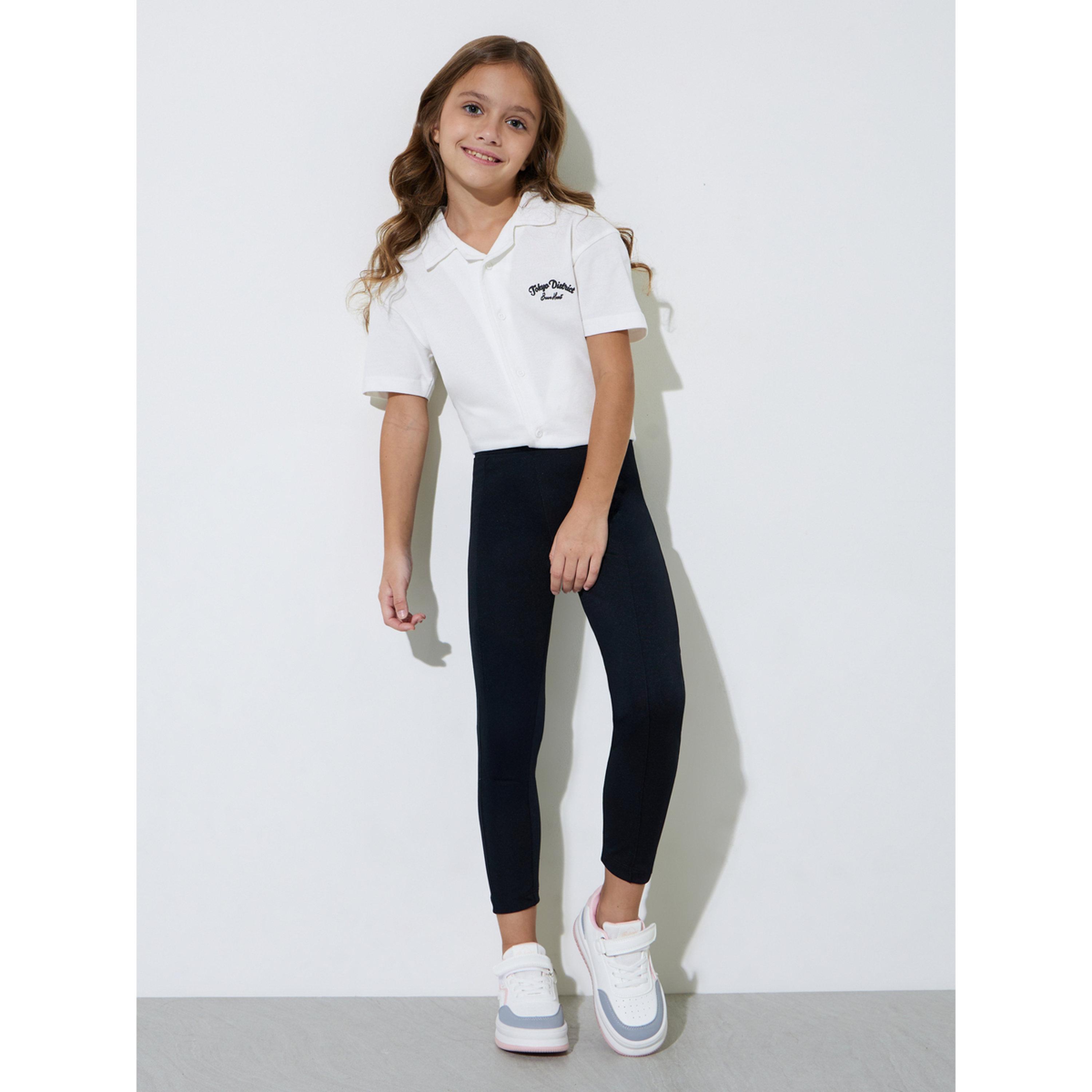 Styli Girls Black Full Length Leggings-girls-clothing-bottoms-leggings-image-2