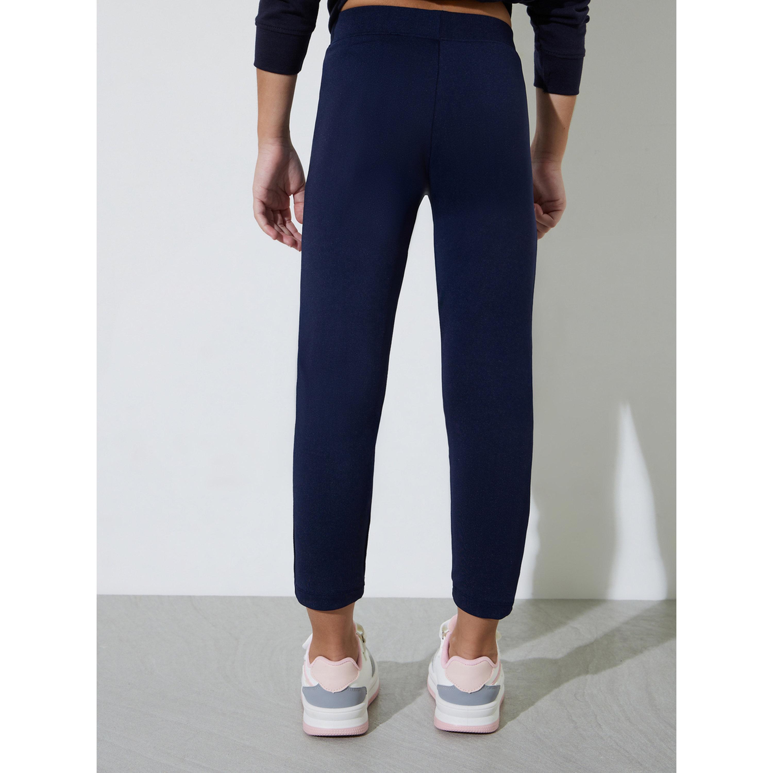 Styli Girls Navy Blue Full Length Leggings-girls-clothing-bottoms-leggings-image-4