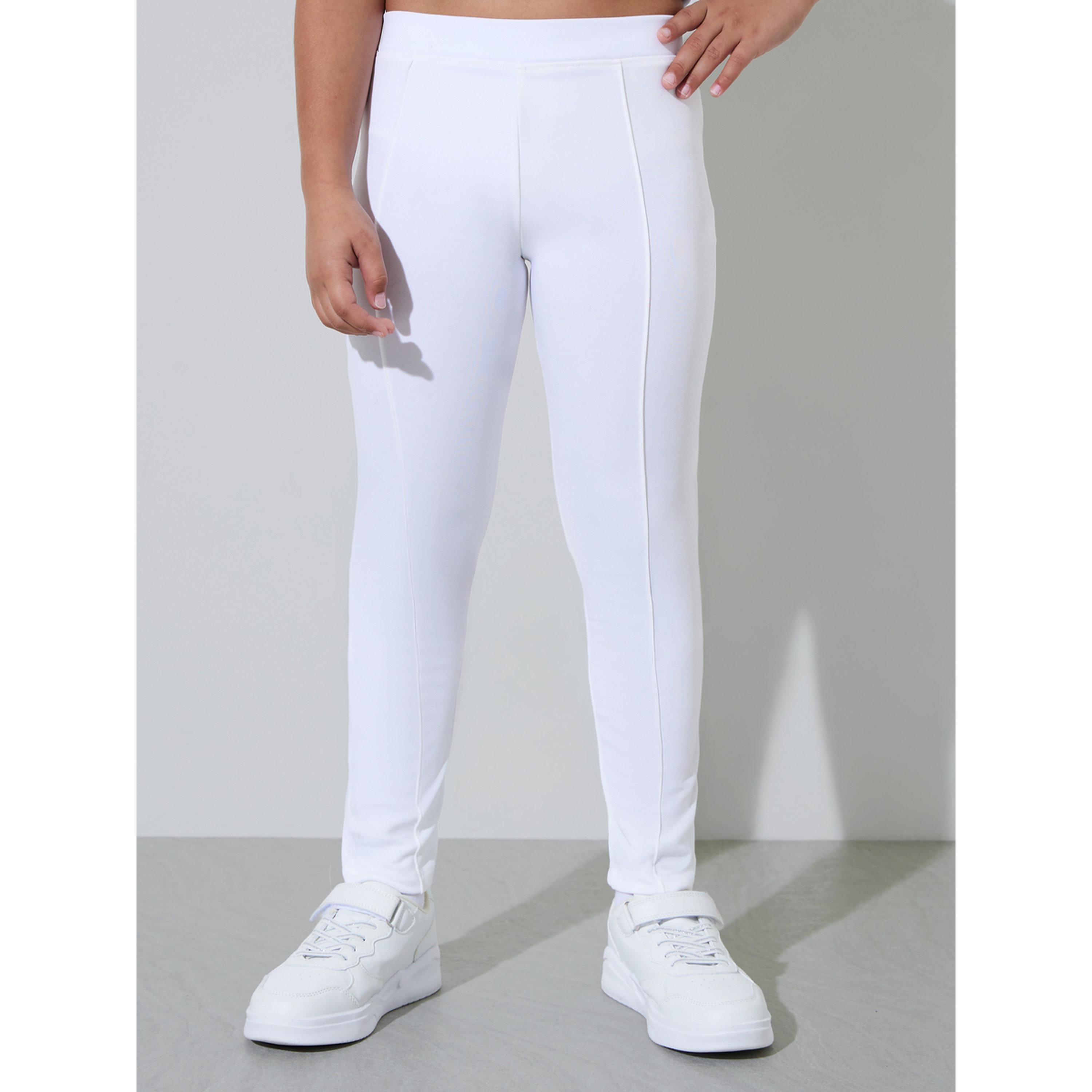 Styli Teen Girls Off White Knitted Full Length Leggings-girls-clothing-bottoms-leggings-image-1