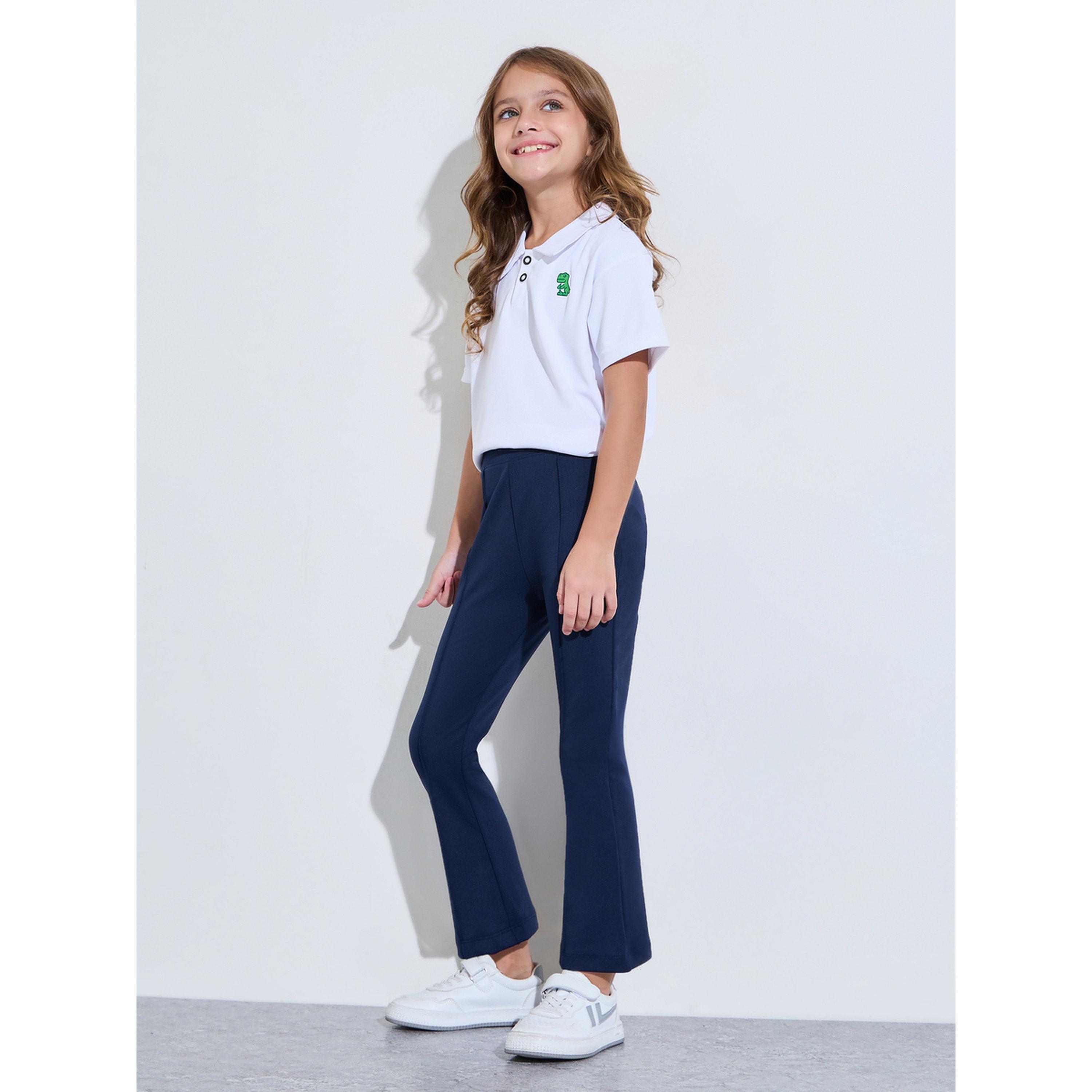 ليقنز بقصة واسعة بلون سادة وتفاصيل ثنيات للبنات-girls-clothing-bottoms-leggings-image-2