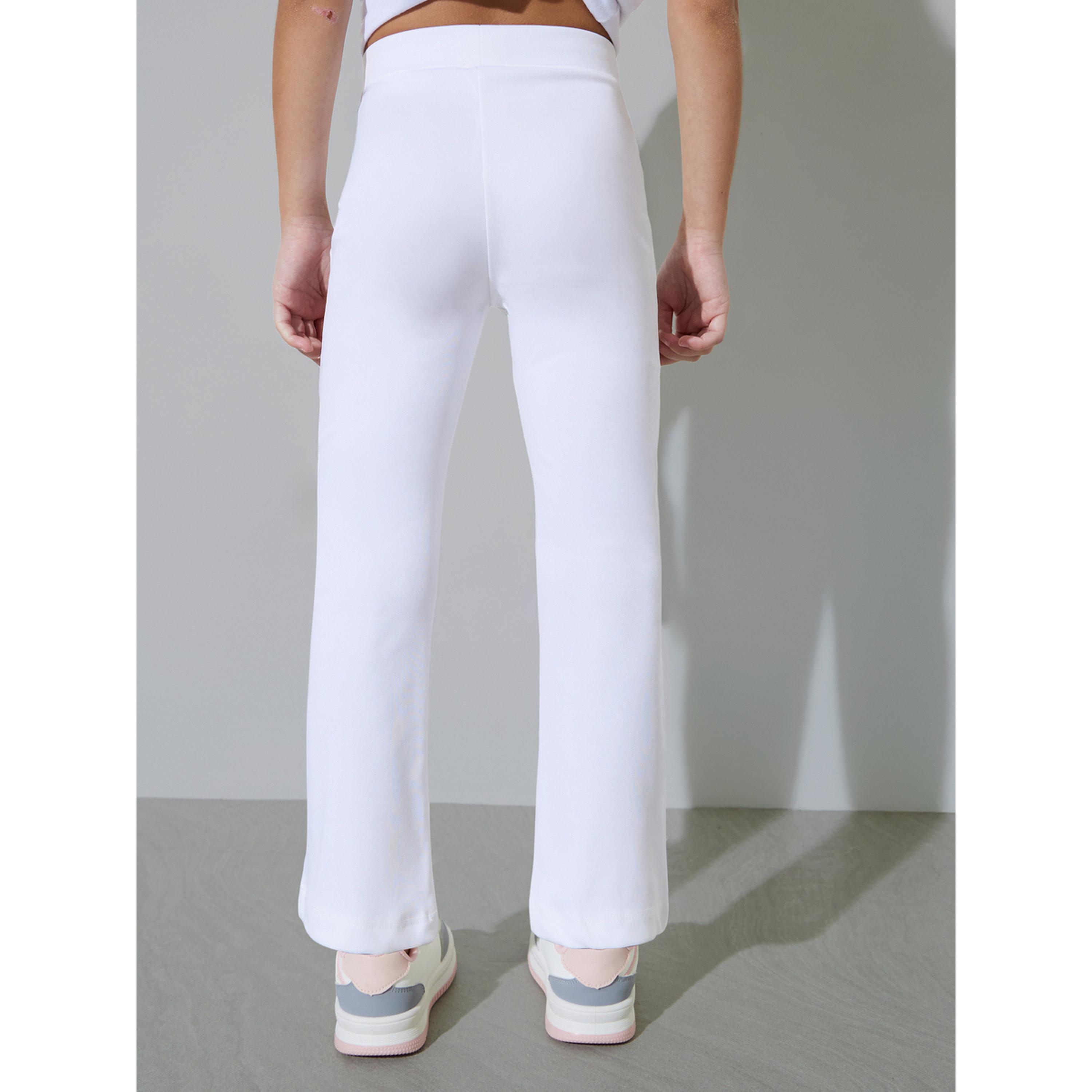 Styli Girls Off-White Solid Fit and Flared Leggings with Pintuck Detail-girls-clothing-bottoms-leggings-image-4