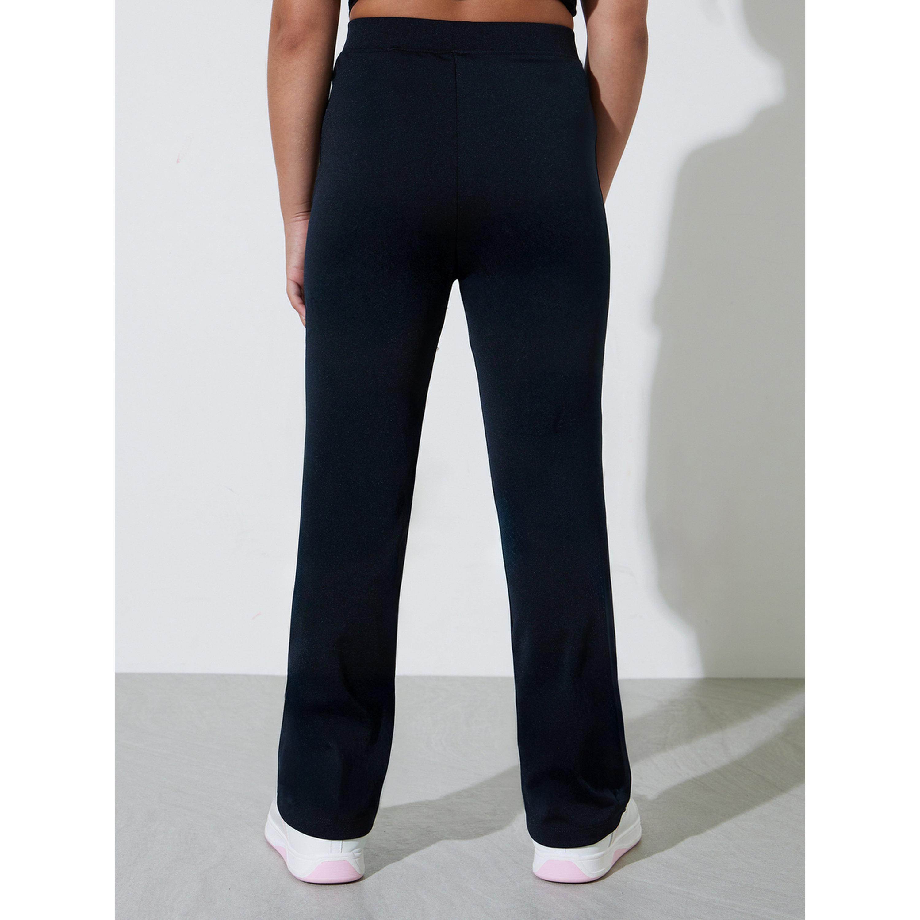 Styli Teen Girls Black Fit and Flared Leggings with Pin Tucks-girls-clothing-bottoms-leggings-image-4