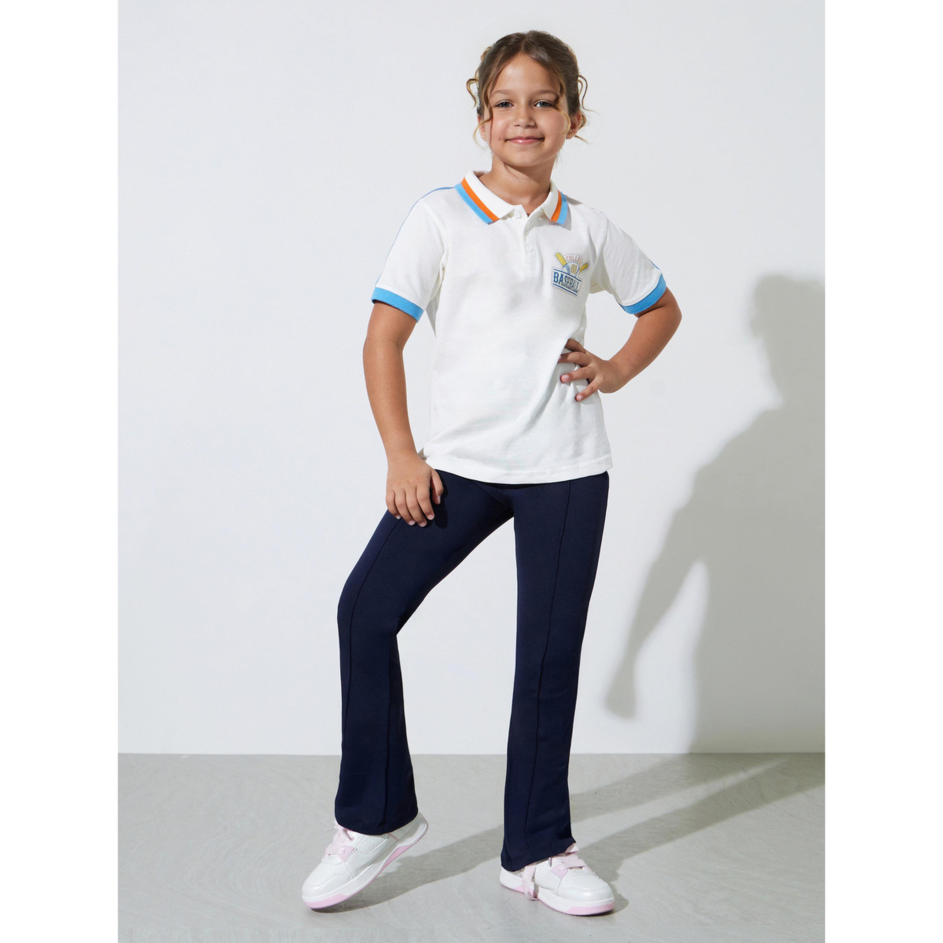 Styli Teen Girls Navy Blue Fit and Flared Leggings with Pin Tucks-girls-clothing-bottoms-leggings-image-2