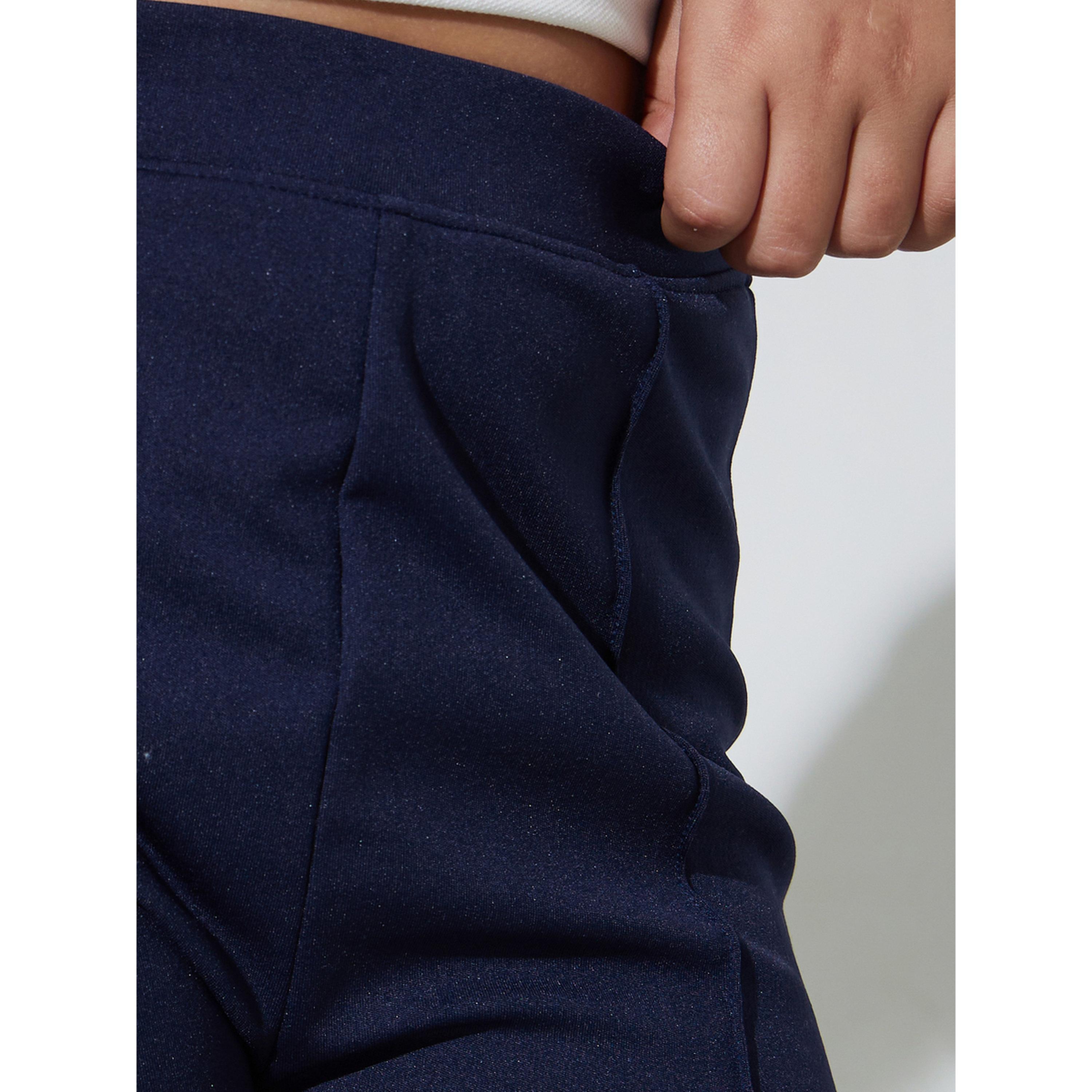 Styli Teen Girls Navy Blue Fit and Flared Leggings with Pin Tucks-girls-clothing-bottoms-leggings-image-3