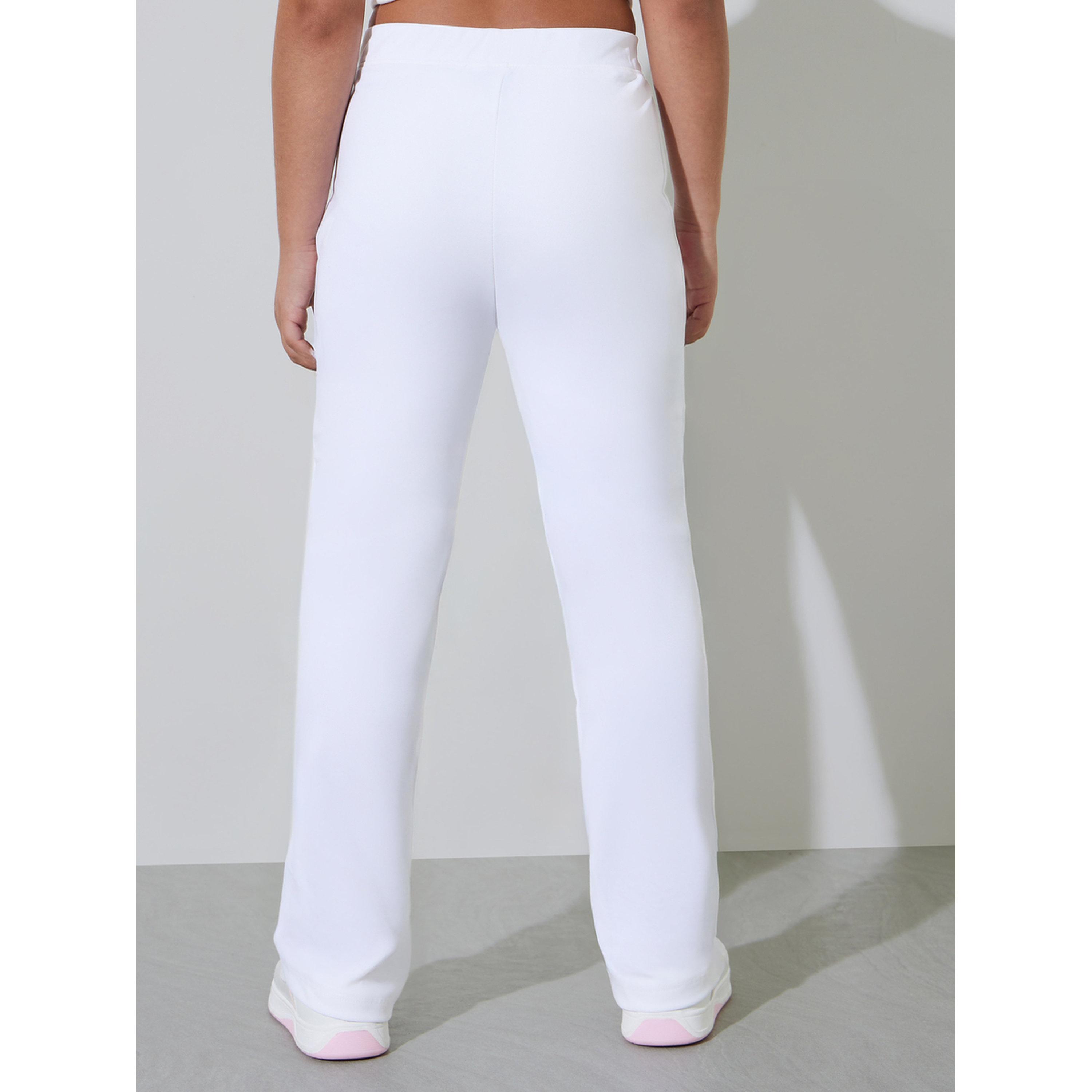 Styli Teen Girls Off White Fit and Flared Leggings with Pin Tucks-girls-clothing-bottoms-leggings-image-4