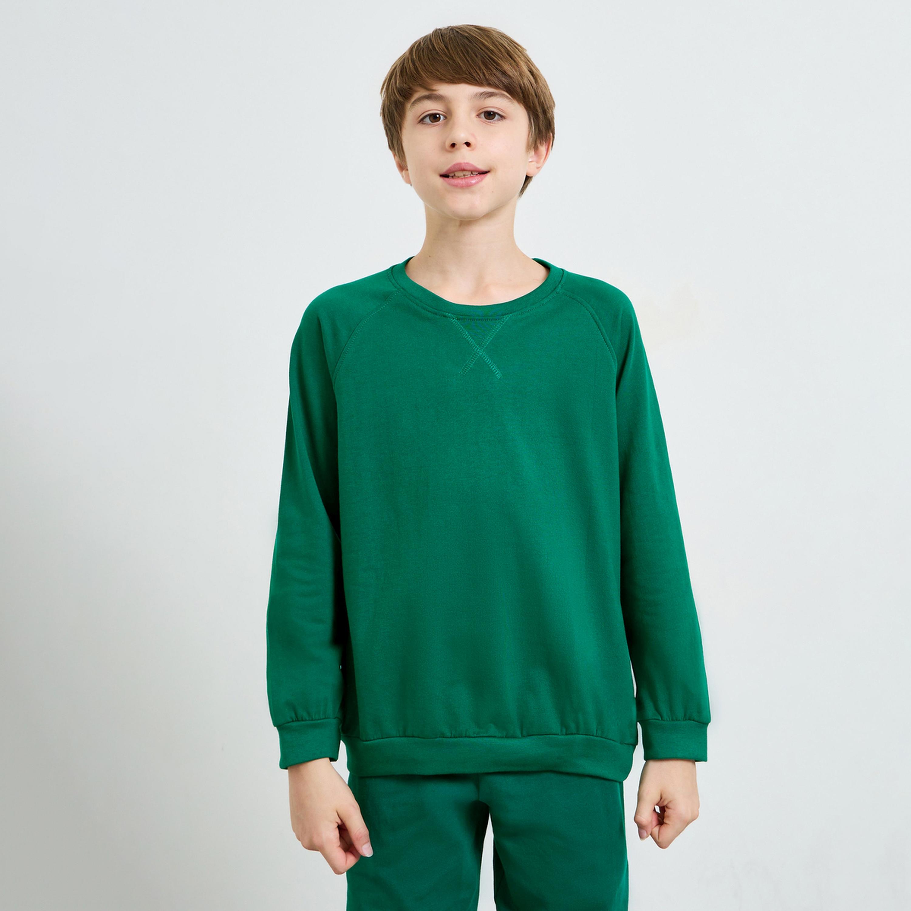 ستايلي - سويت شيرت قطني للجنسين بأكمام راغلان وقصة عادية-boys-clothing-sweatshirts-image-1