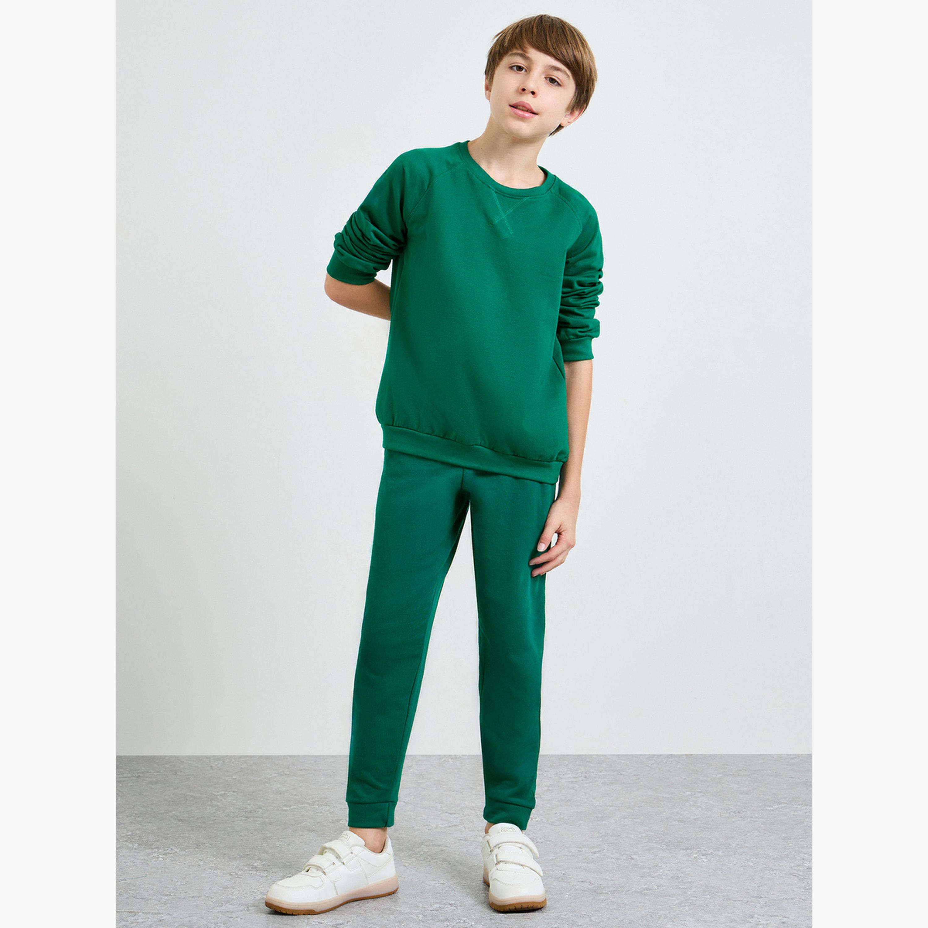 ستايلي - سويت شيرت قطني للجنسين بأكمام راغلان وقصة عادية-boys-clothing-sweatshirts-image-2