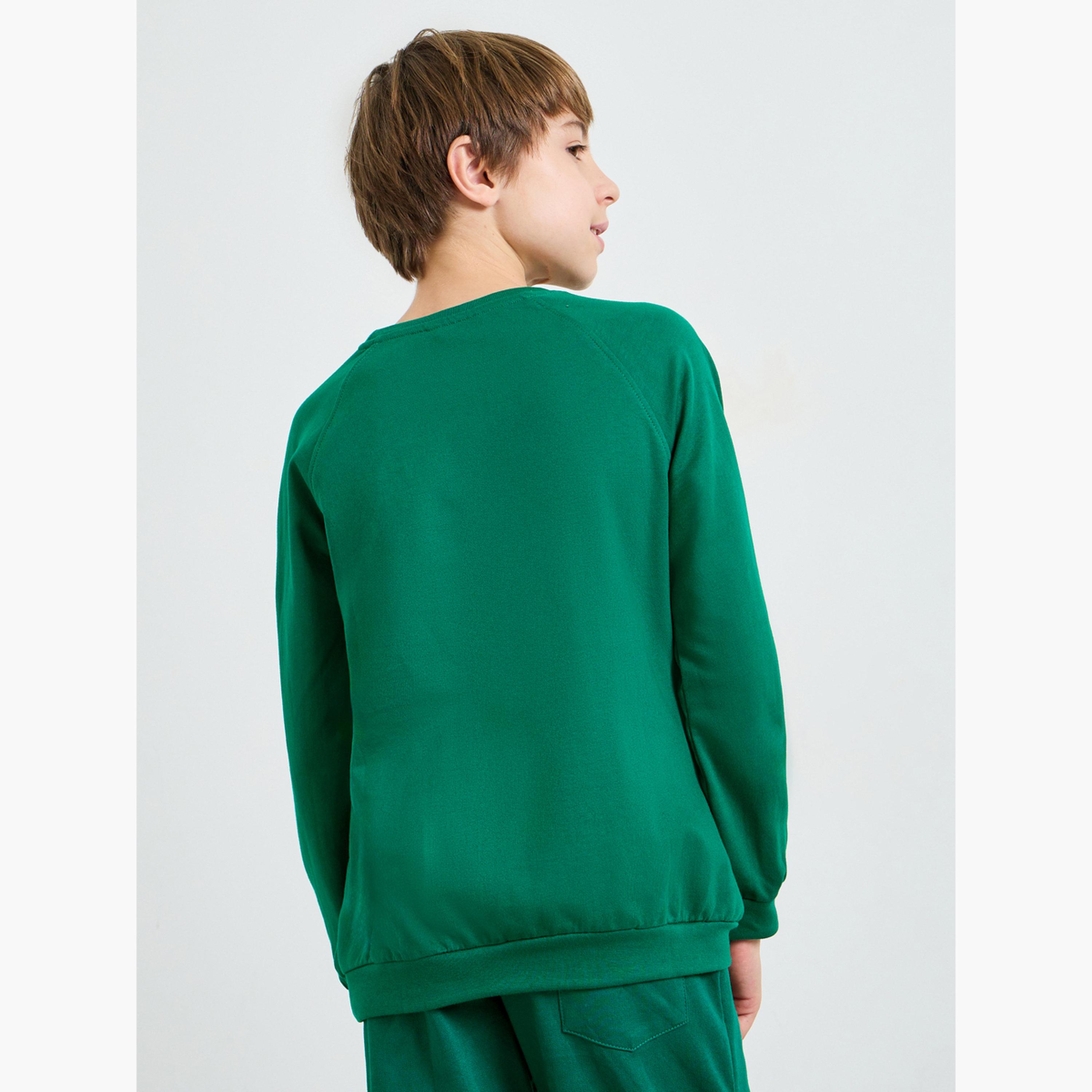 ستايلي - سويت شيرت قطني للجنسين بأكمام راغلان وقصة عادية-boys-clothing-sweatshirts-image-4