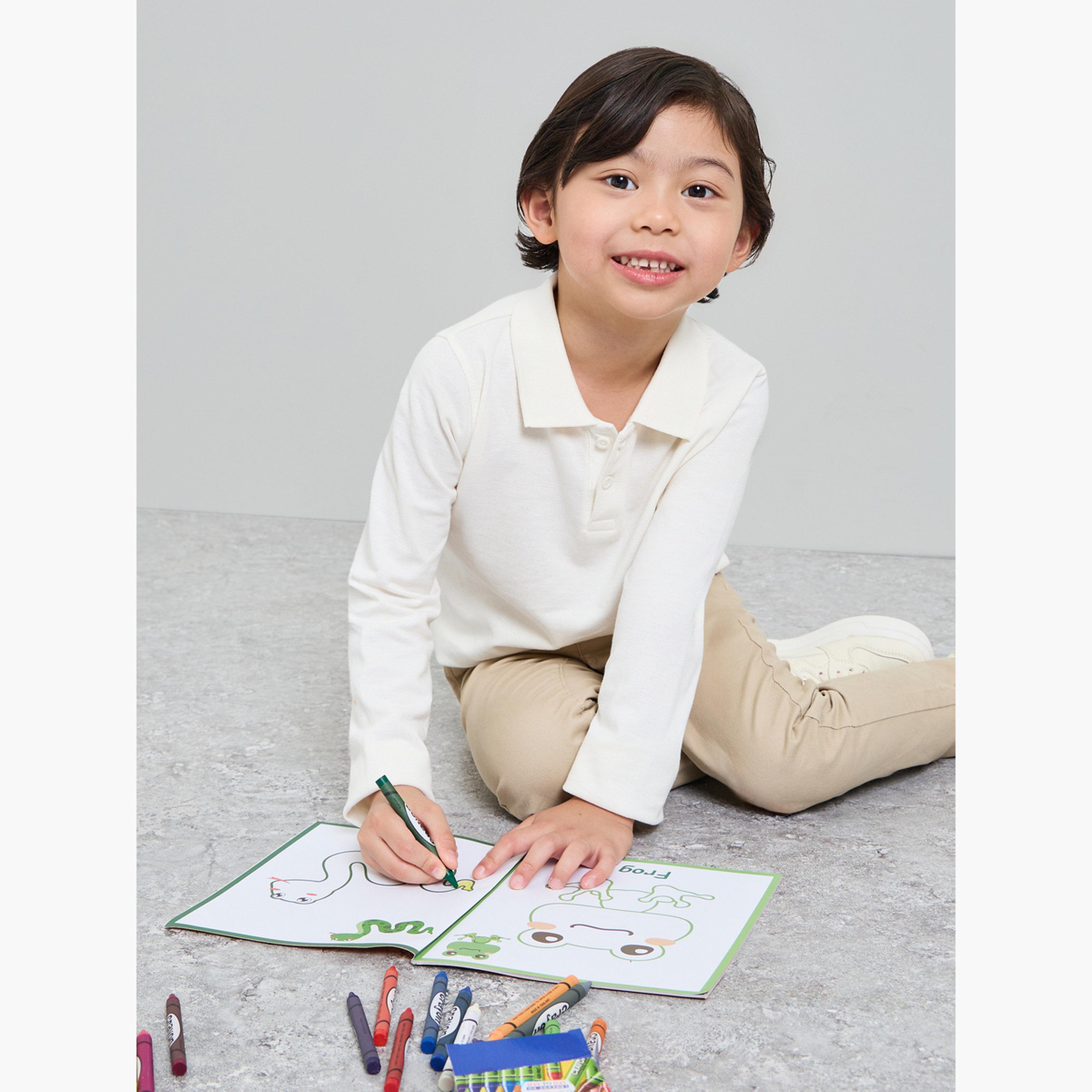 عبوة من قطعتين تيشيرت بولو سادة بأكمام طويلة للأطفال-boys-clothing-tshirtsandpolos-image-2