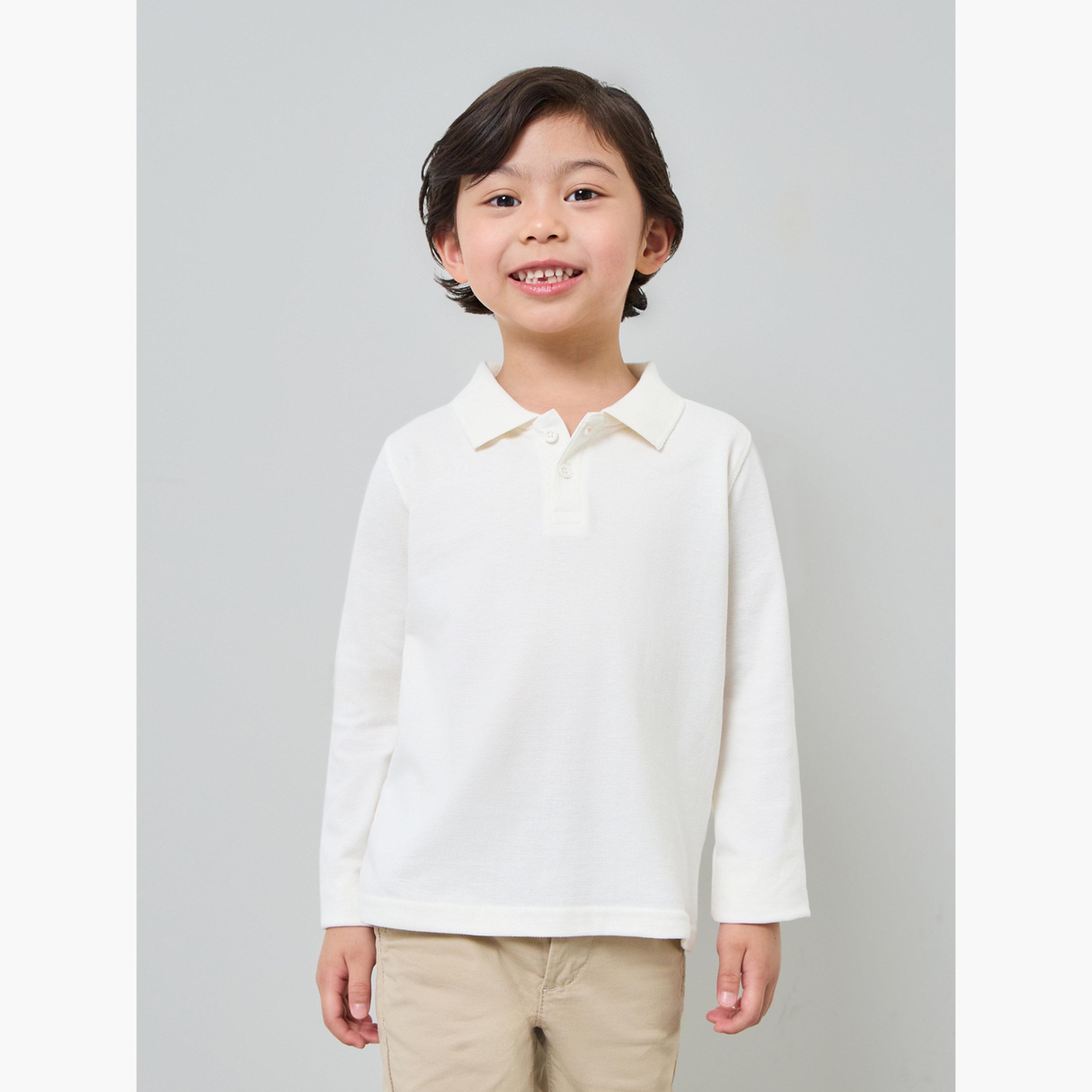 عبوة من قطعتين تيشيرت بولو سادة بأكمام طويلة للأطفال-boys-clothing-tshirtsandpolos-image-4