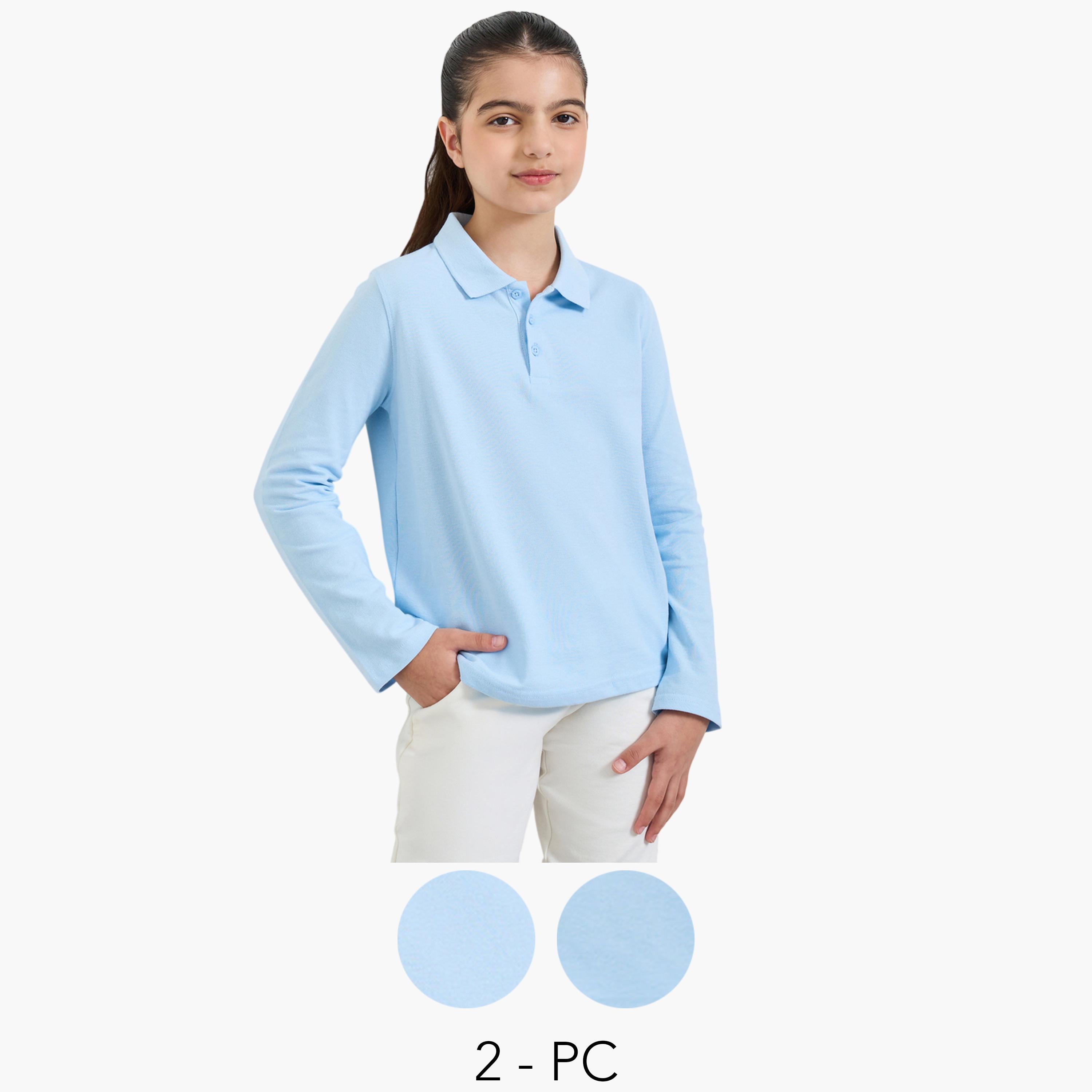 Styli Teens Pack of 2 - Cotton Long Sleeves Polo T-Shirt-boys-clothing-tshirtsandpolos-image-1