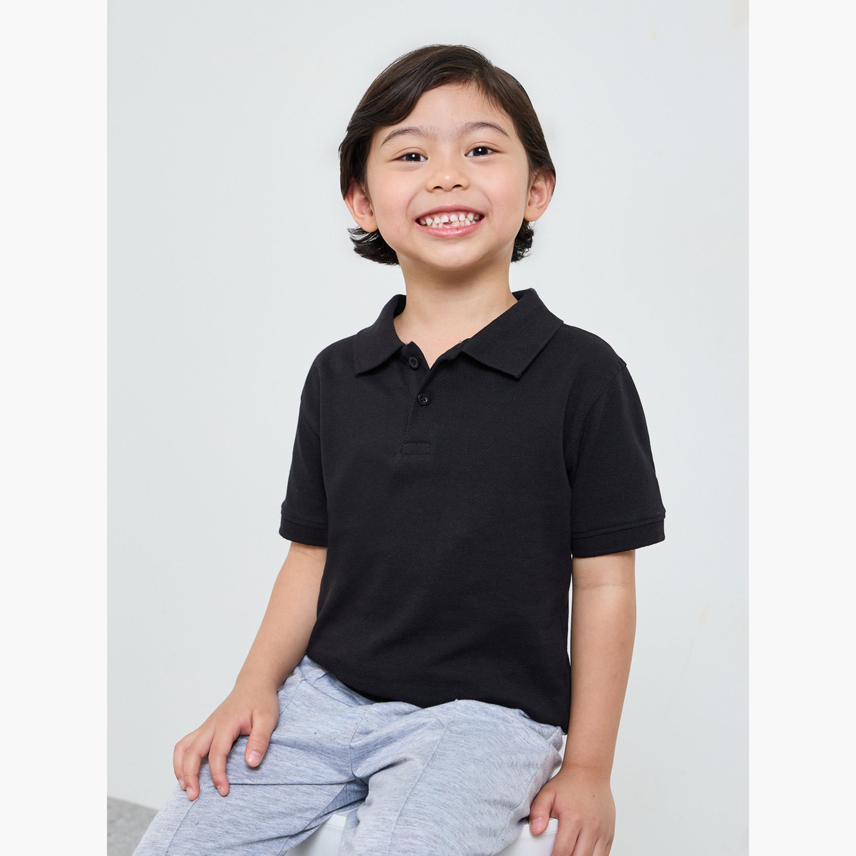 Styli Pack of 2 - Kids Unisex Solid Cotton Polo T-Shirt-boys-clothing-tshirtsandpolos-image-2