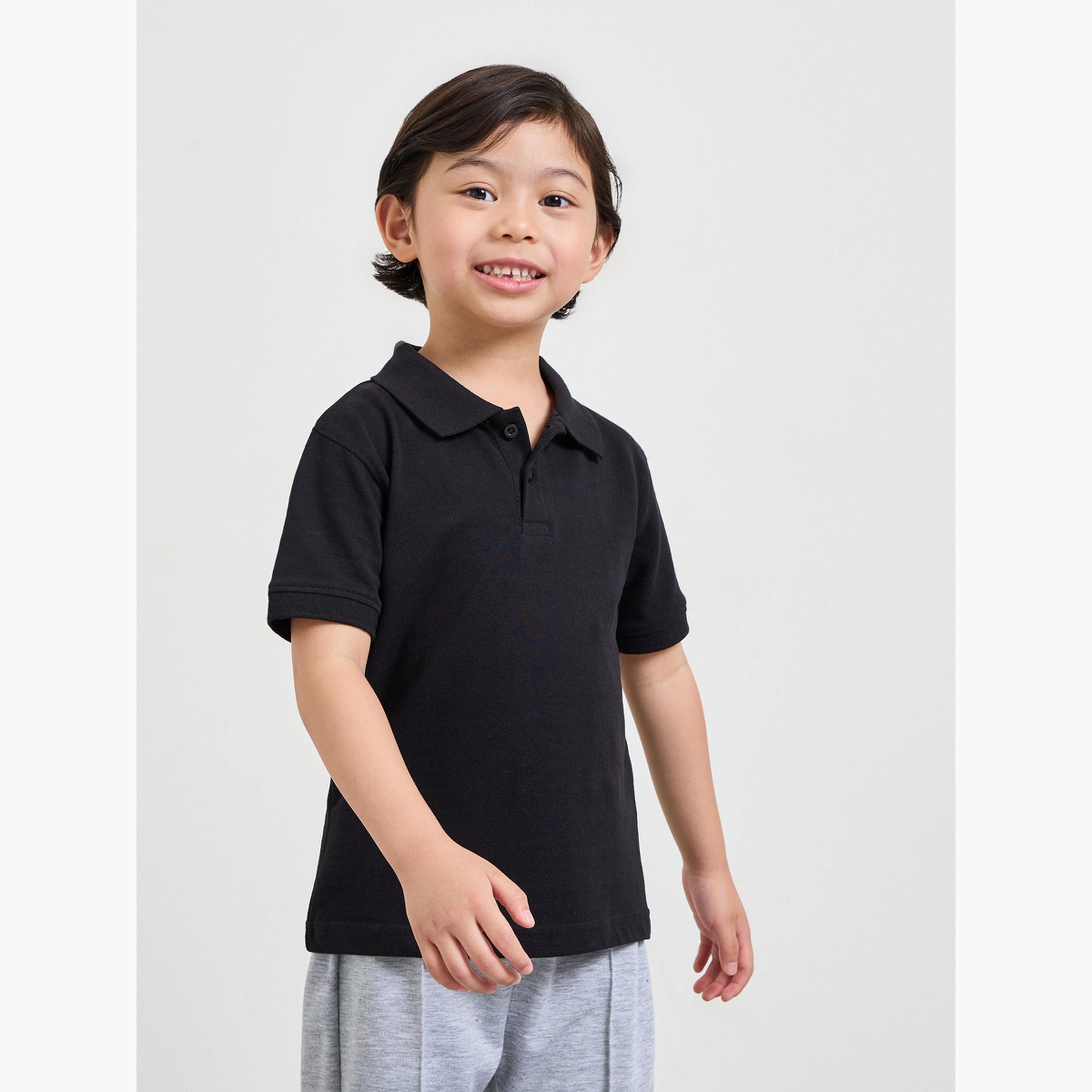 Styli Pack of 2 - Kids Unisex Solid Cotton Polo T-Shirt-boys-clothing-tshirtsandpolos-image-4