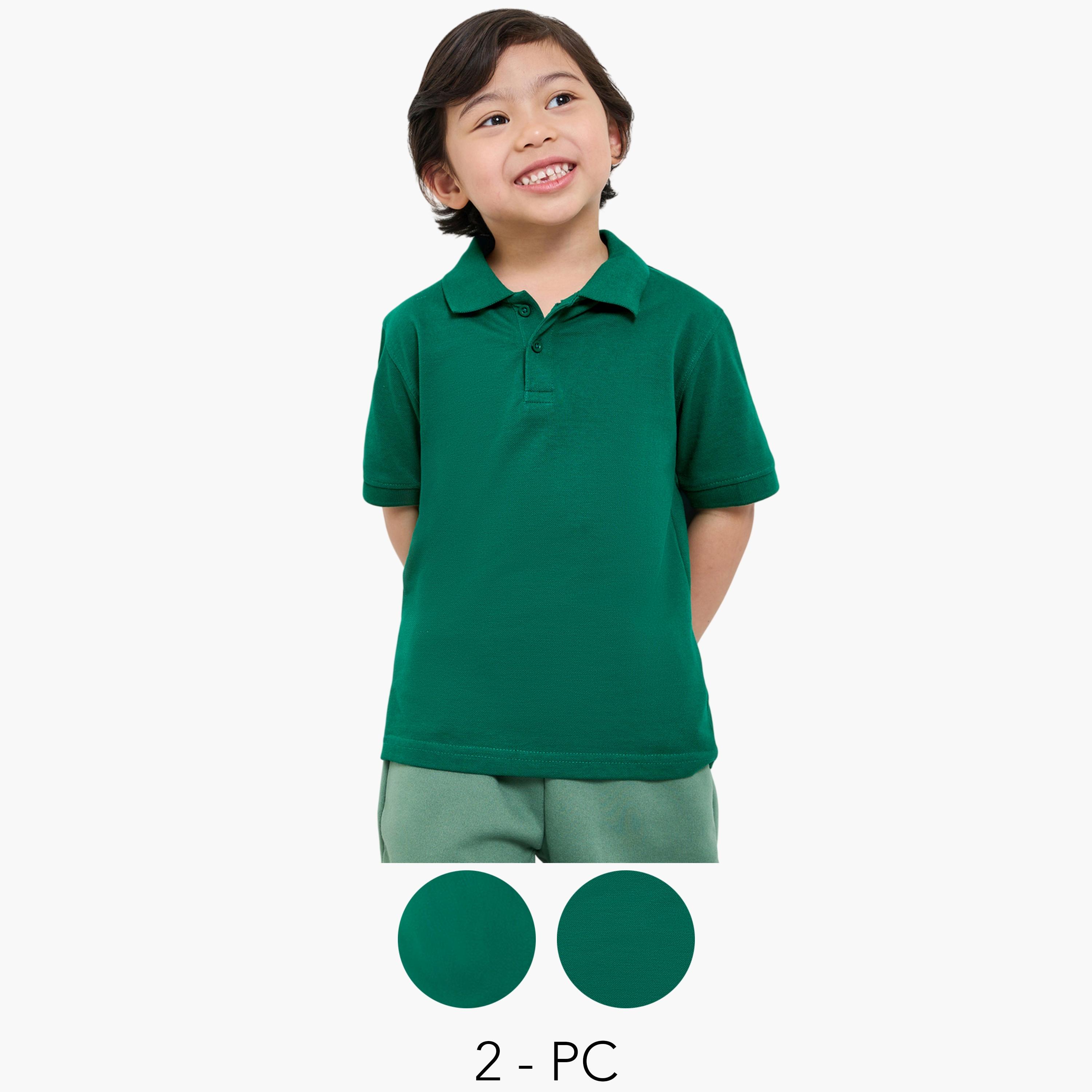 Styli Pack of 2 - Kids Unisex Solid Cotton Polo T-Shirt-boys-clothing-tshirtsandpolos-image-1