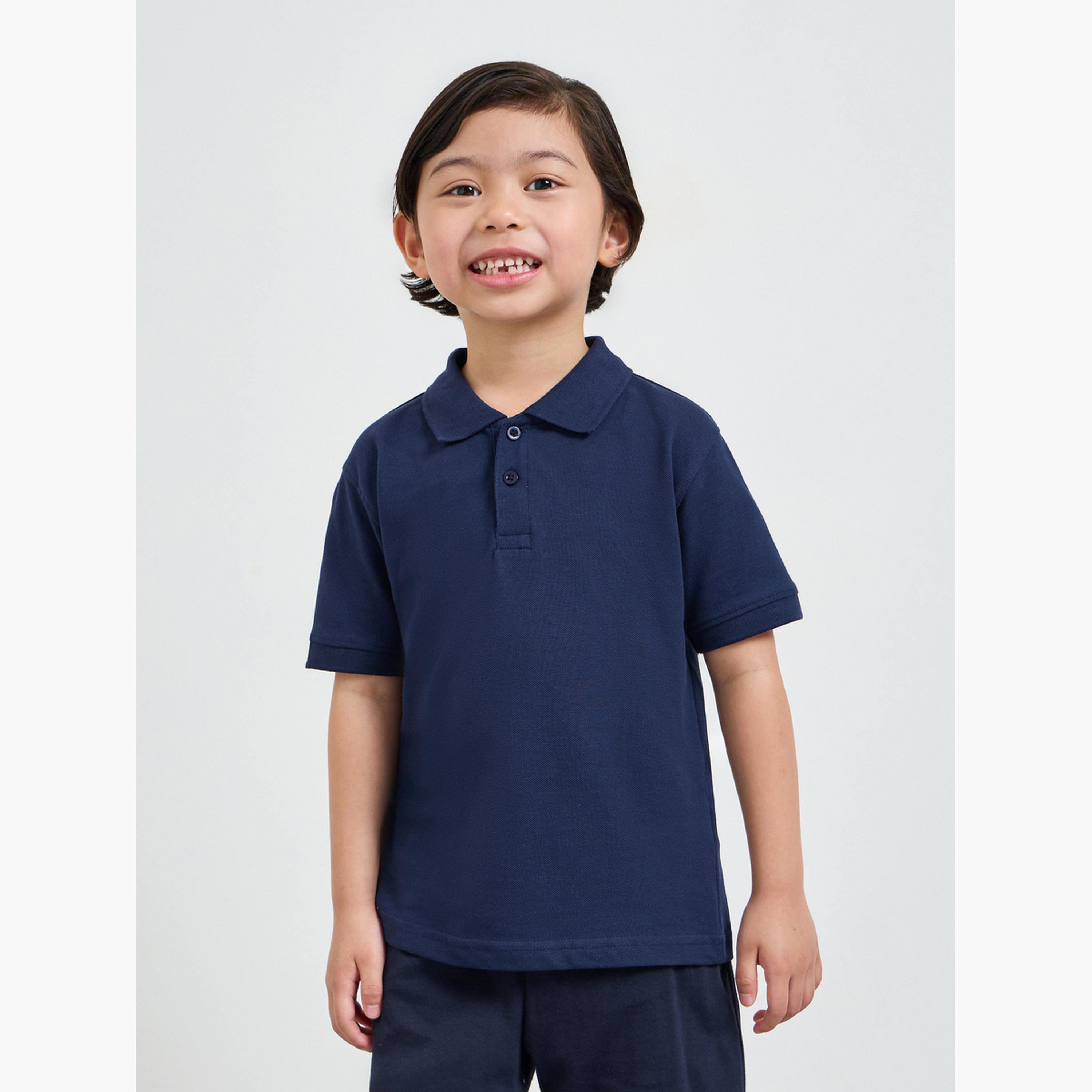Styli Pack of 2 - Kids Unisex Solid Cotton Polo T-Shirt-boys-clothing-tshirtsandpolos-image-2