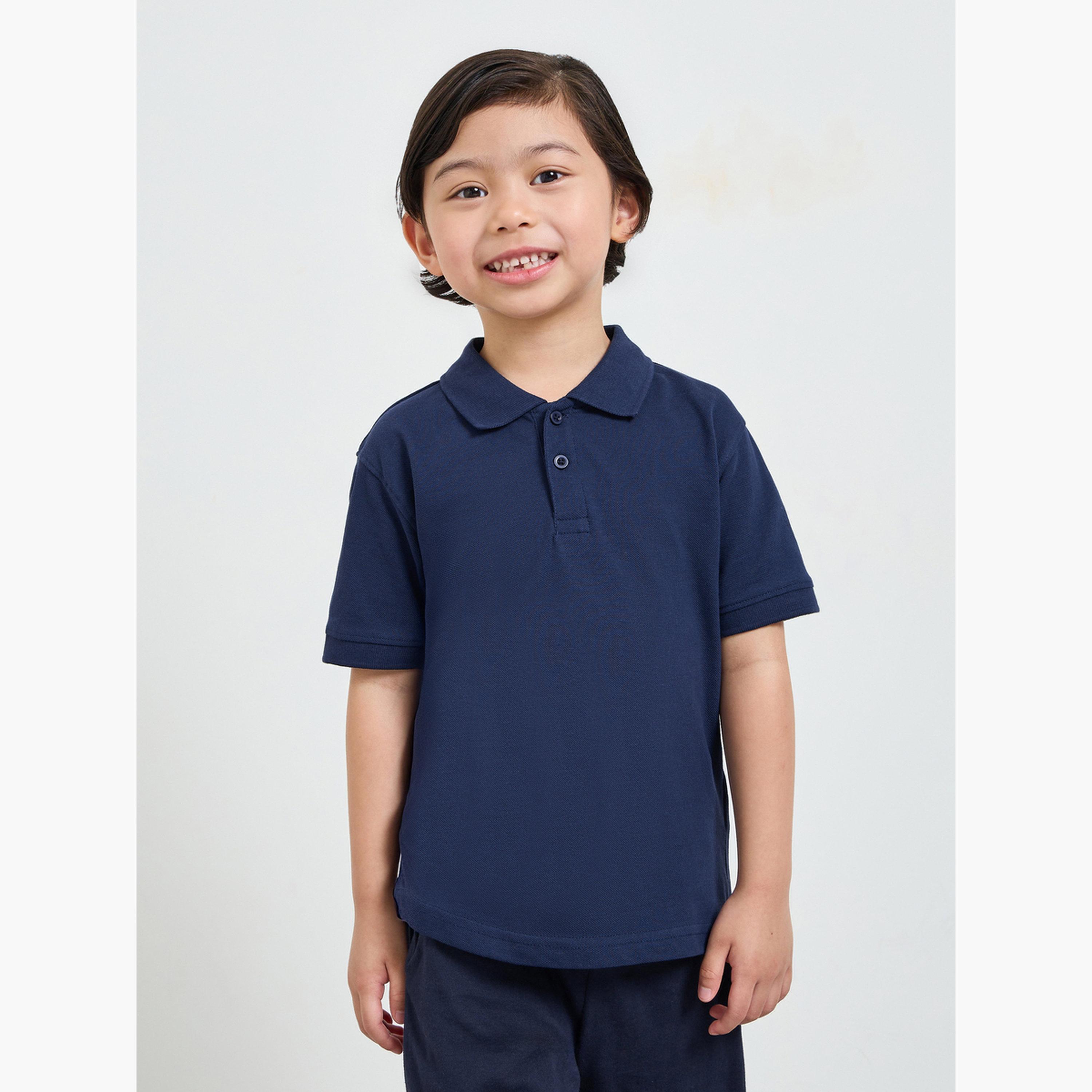 Styli Pack of 2 - Kids Unisex Solid Cotton Polo T-Shirt-boys-clothing-tshirtsandpolos-image-4