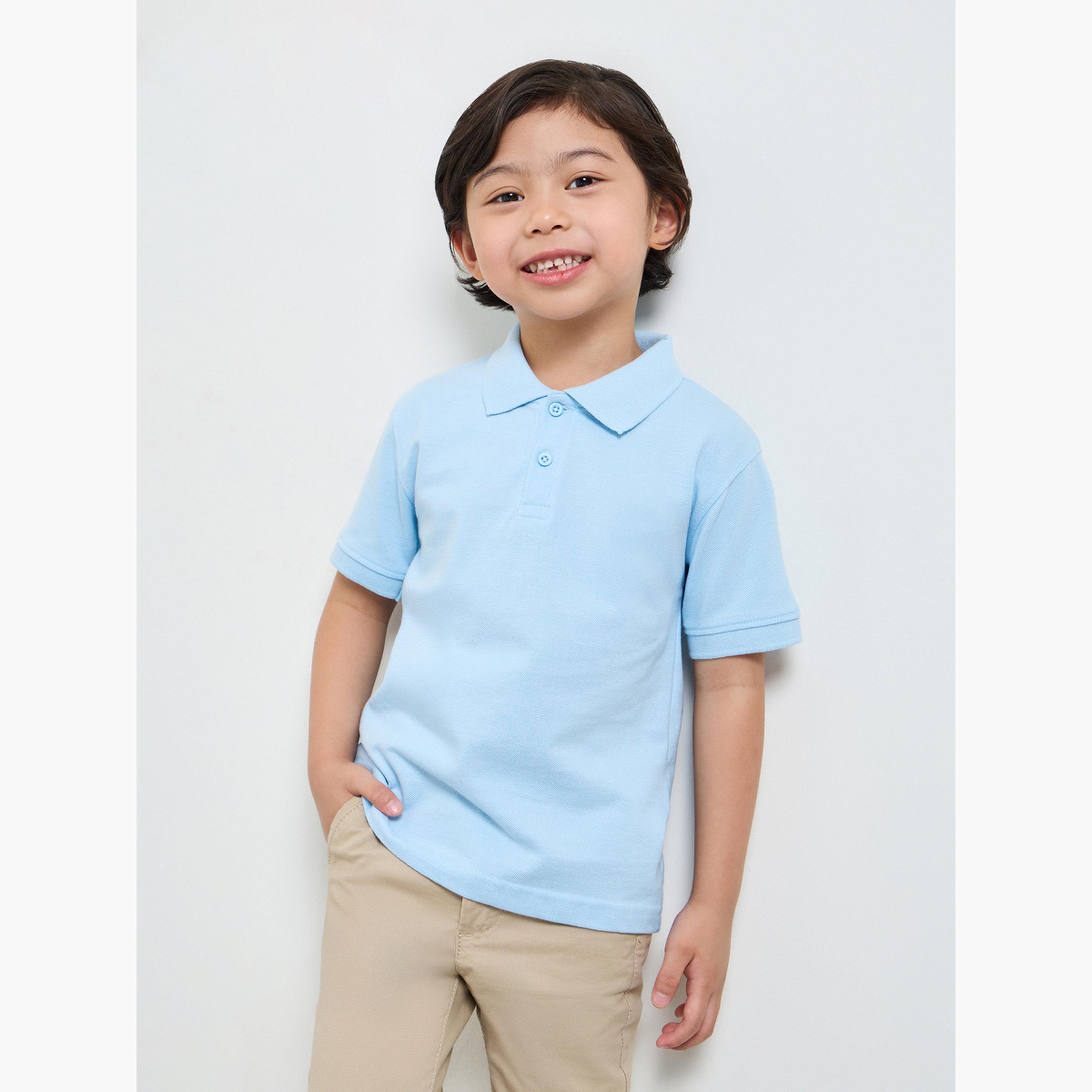 ستايلي - عبوة من قطعتين - تيشيرت بولو قطني سادة للأطفال للجنسين-boys-clothing-tshirtsandpolos-image-2