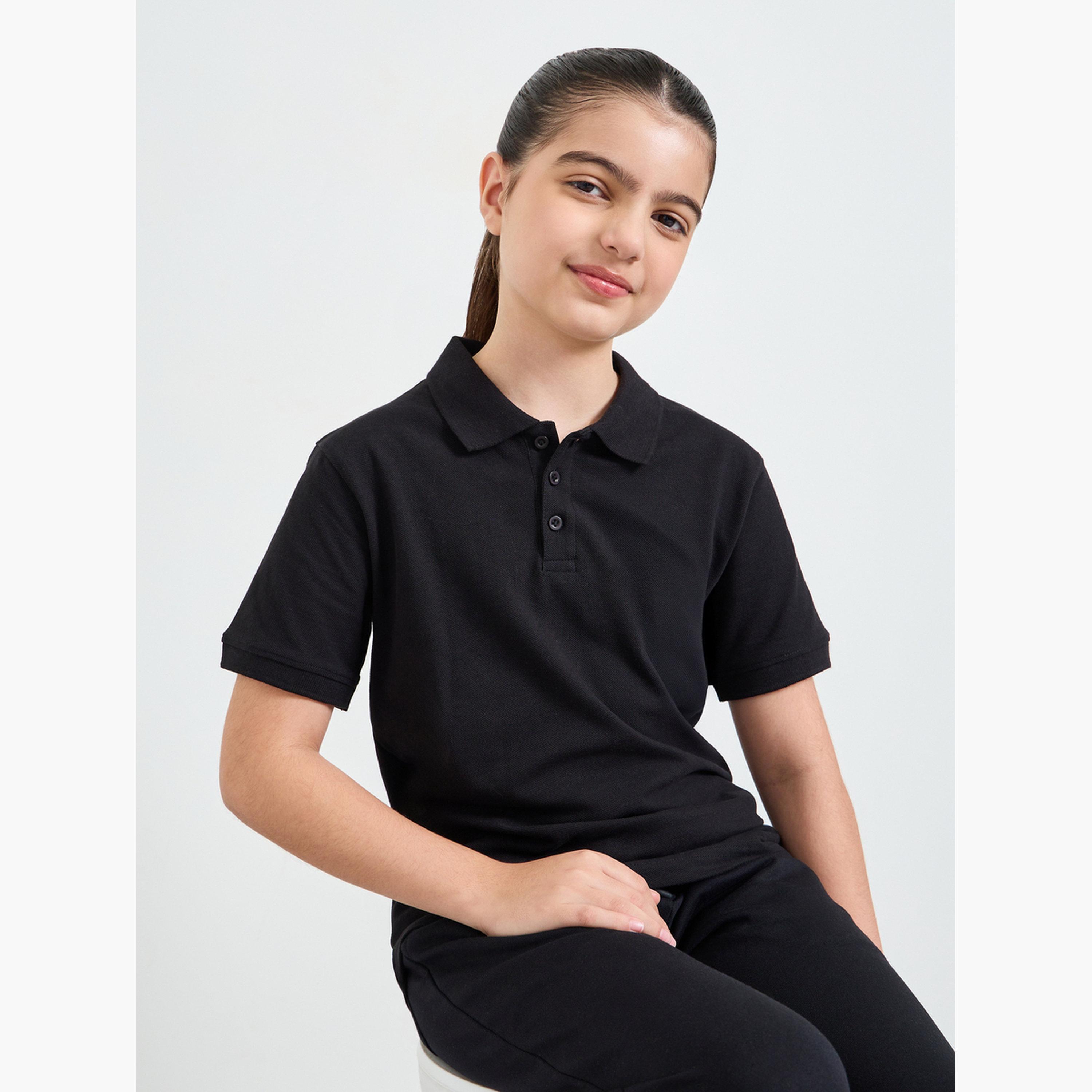ستايلي - عبوة من قطعتين - تيشيرت بولو قطني سادة للجنسين-girls-clothing-tshirts-image-2