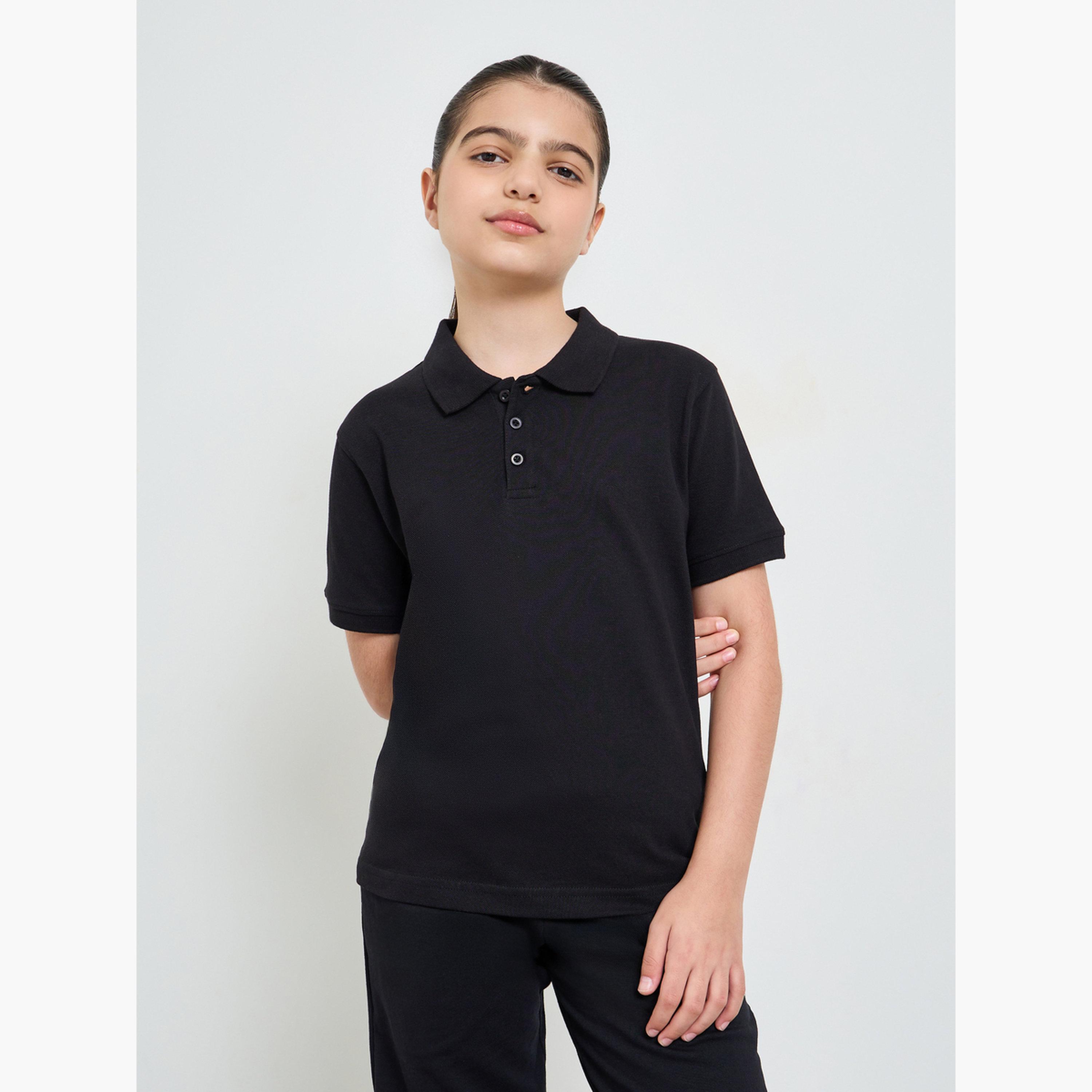 ستايلي - عبوة من قطعتين - تيشيرت بولو قطني سادة للجنسين-girls-clothing-tshirts-image-4