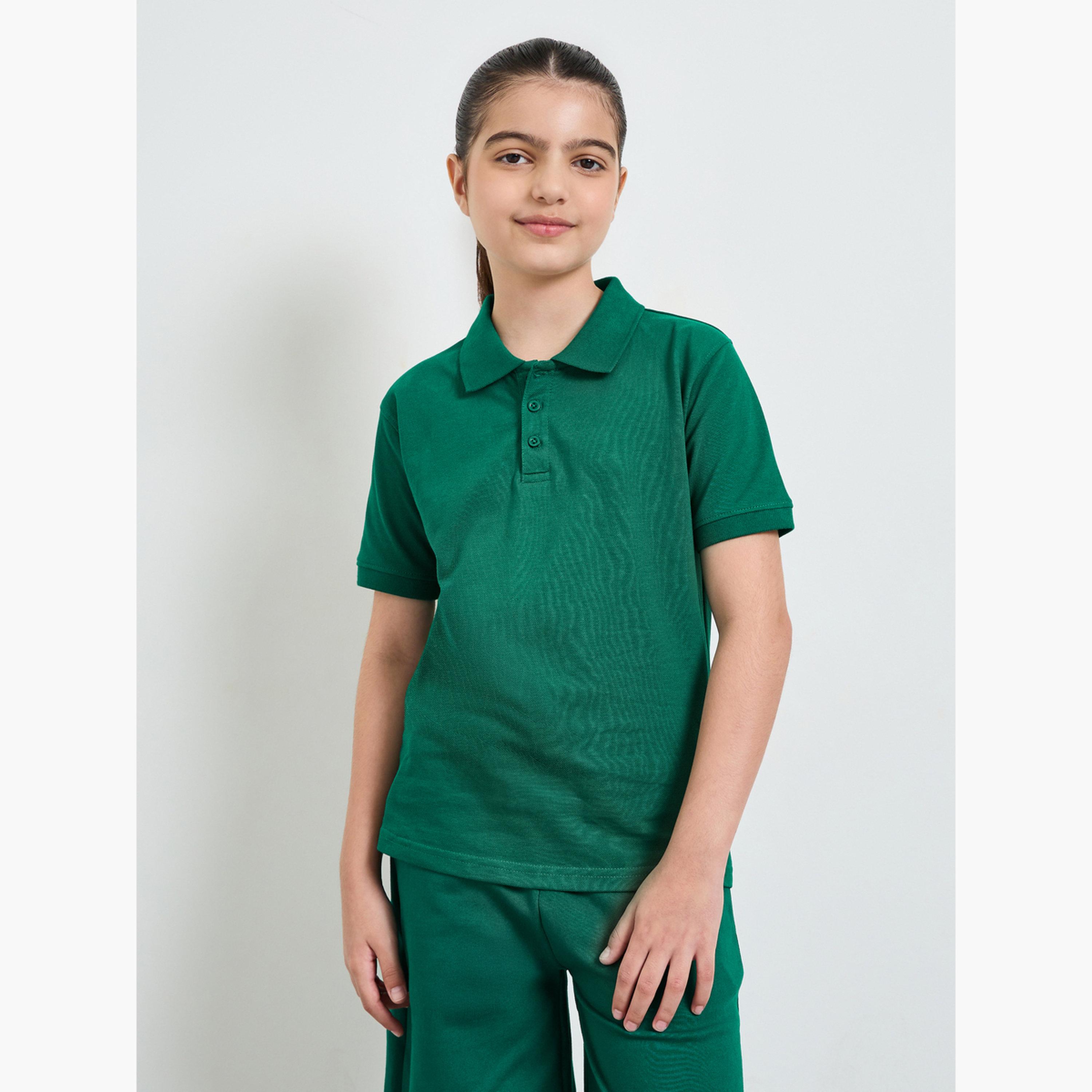 ستايلي - عبوة من قطعتين - تيشيرت بولو قطني سادة للجنسين-girls-clothing-tshirts-image-4