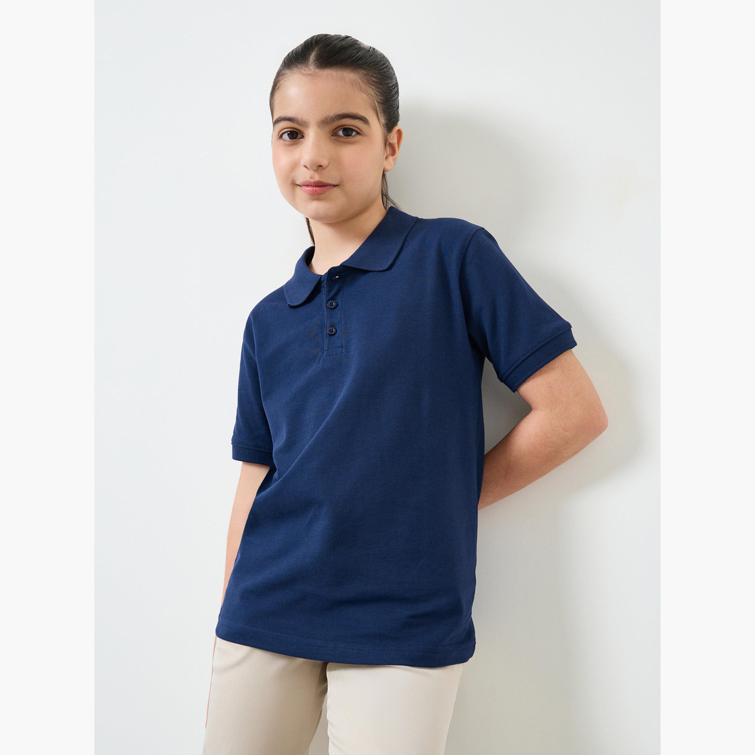 ستايلي - عبوة من قطعتين - تيشيرت بولو قطني سادة للجنسين-girls-clothing-tshirts-image-2