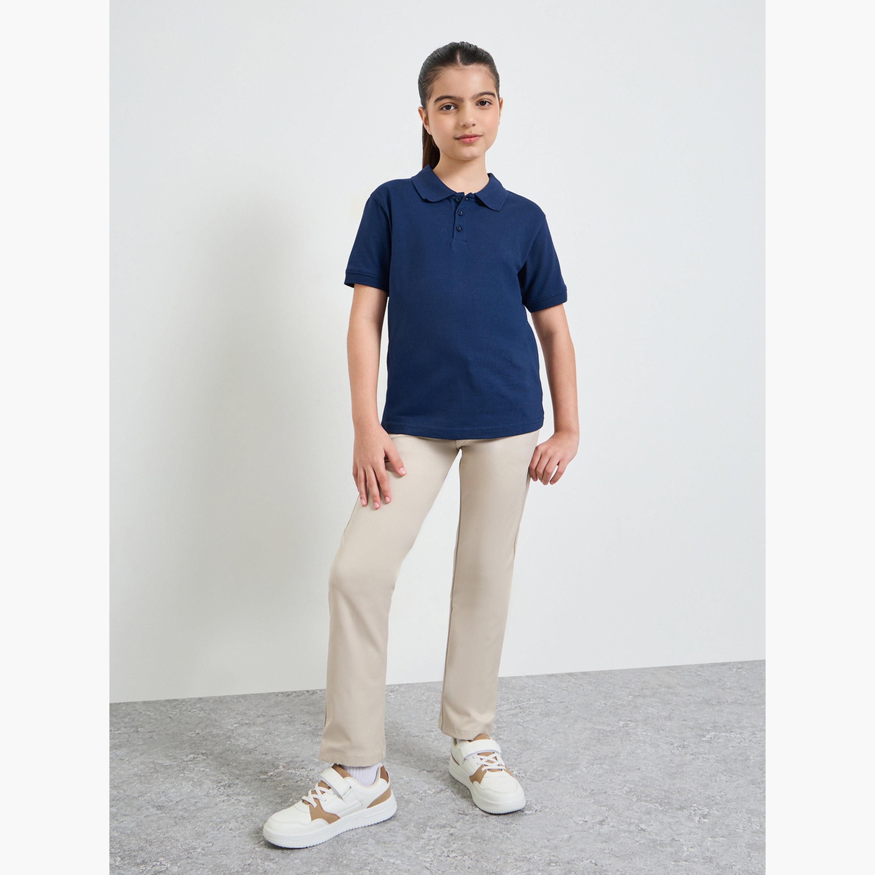 ستايلي - عبوة من قطعتين - تيشيرت بولو قطني سادة للجنسين-girls-clothing-tshirts-image-3