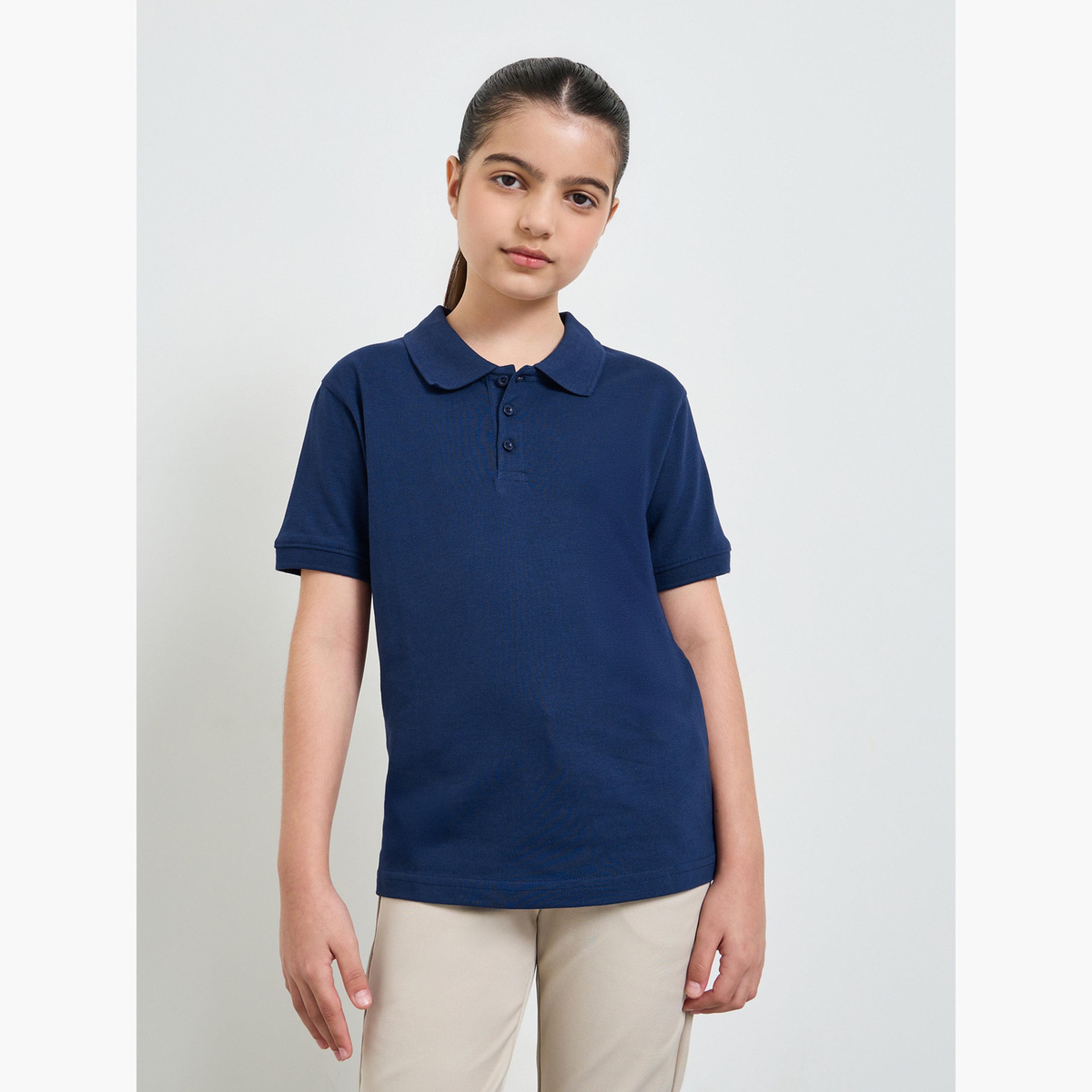 Styli Pack of 2 - Teen Unisex Solid Cotton Polo T-Shirt-girls-clothing-tshirts-image-4