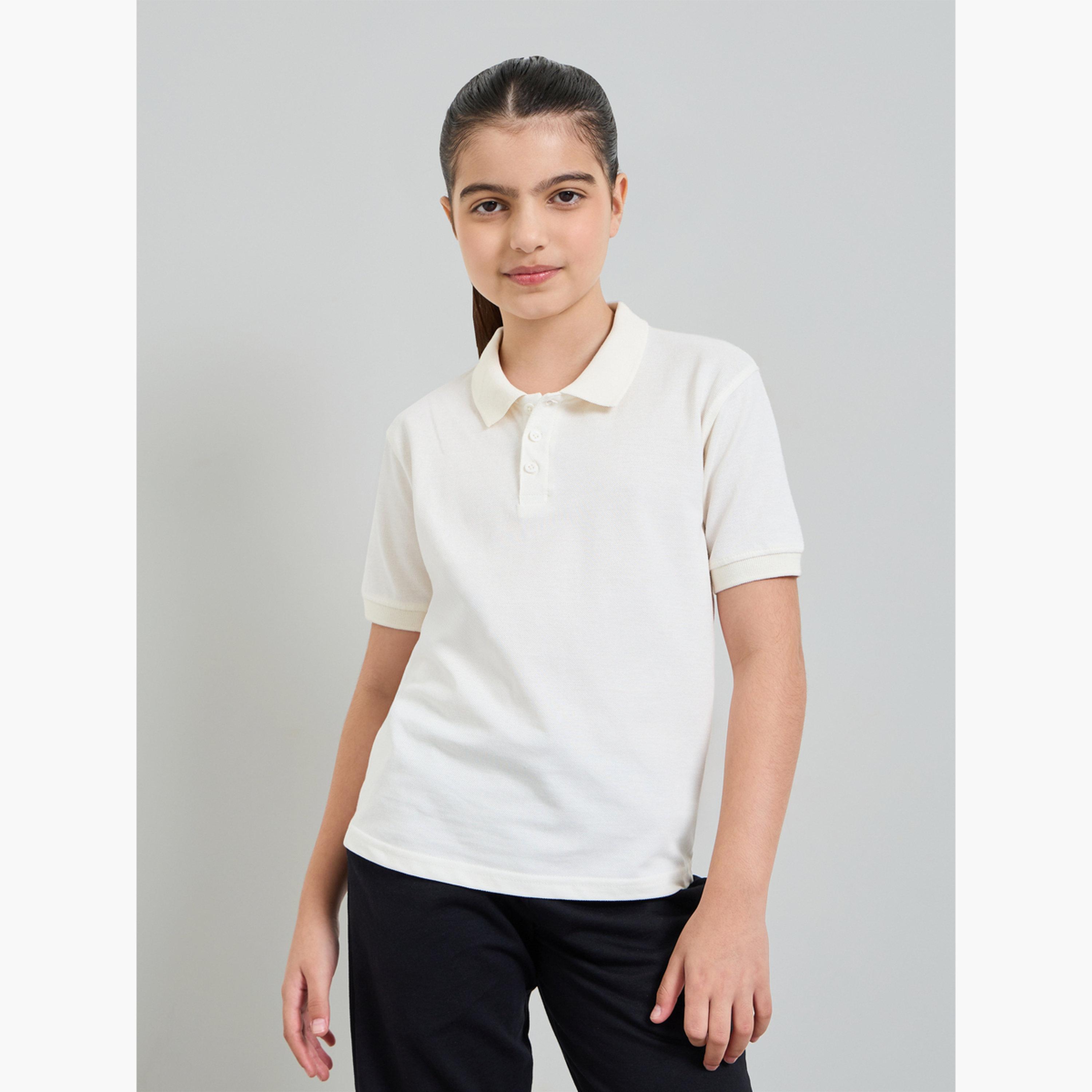 Styli Pack of 2 - Teen Unisex Solid Cotton Polo T-Shirt-girls-clothing-tshirts-image-2