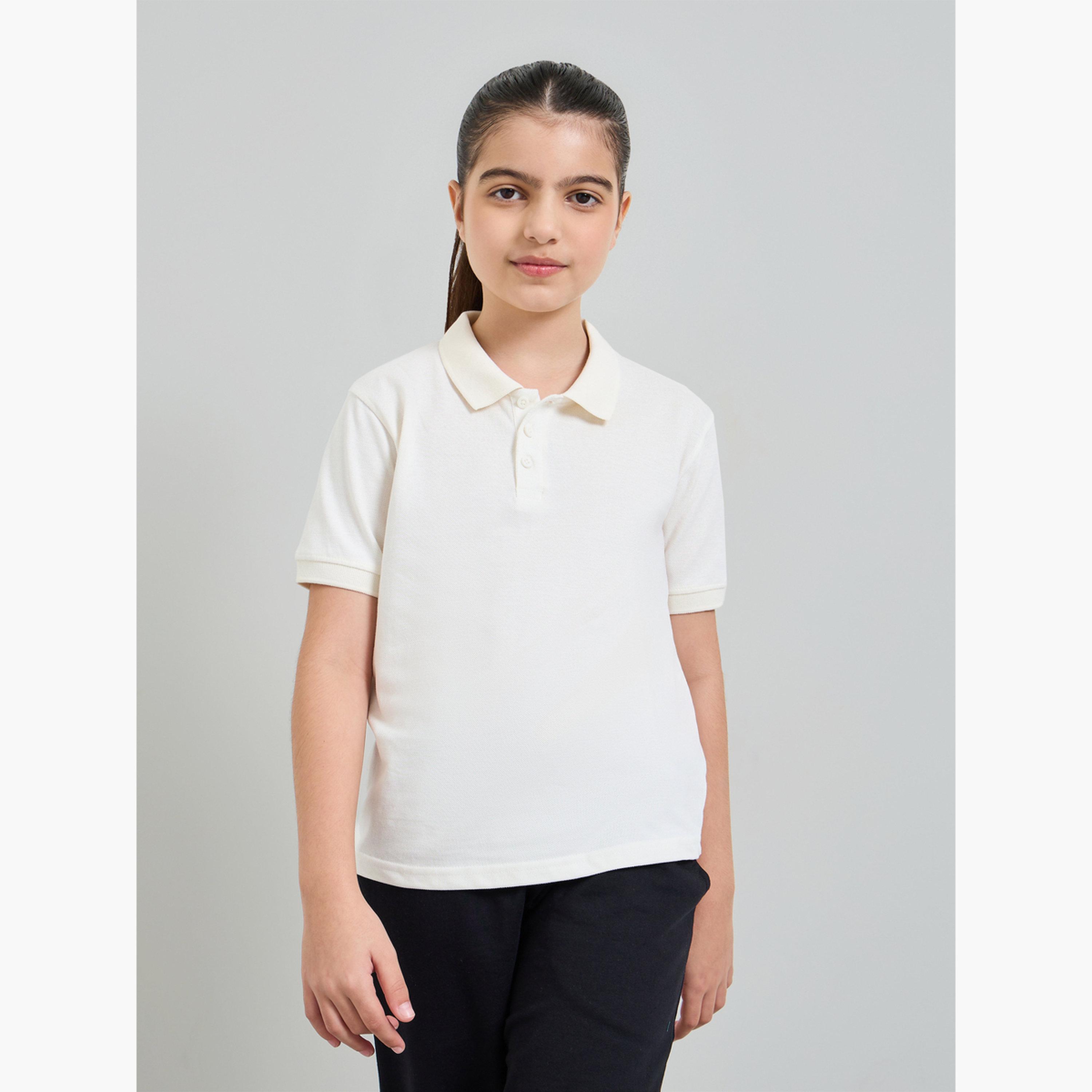 ستايلي - عبوة من قطعتين - تيشيرت بولو قطني سادة للجنسين-girls-clothing-tshirts-image-4