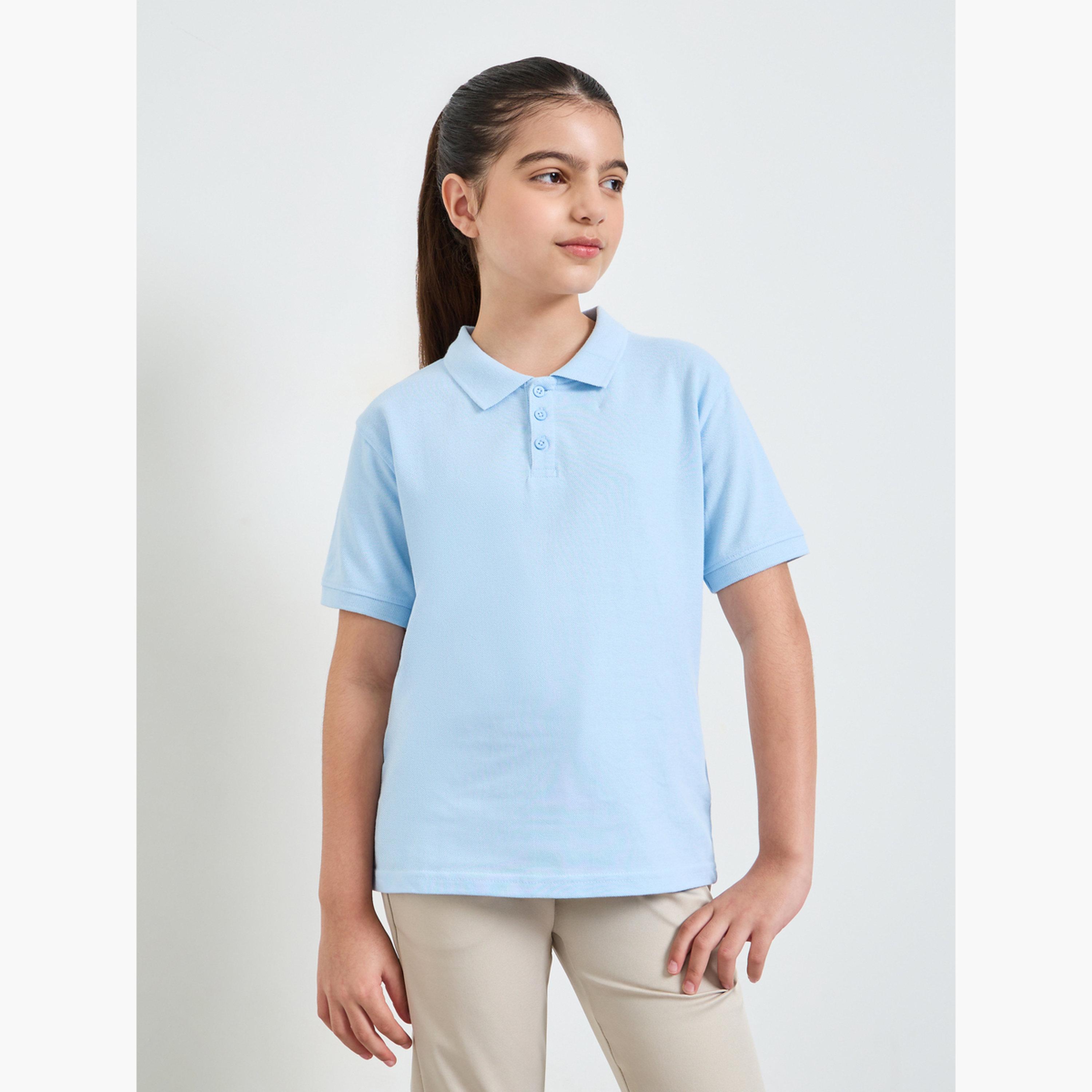 ستايلي - عبوة من قطعتين - تيشيرت بولو قطني سادة للجنسين-girls-clothing-tshirts-image-2