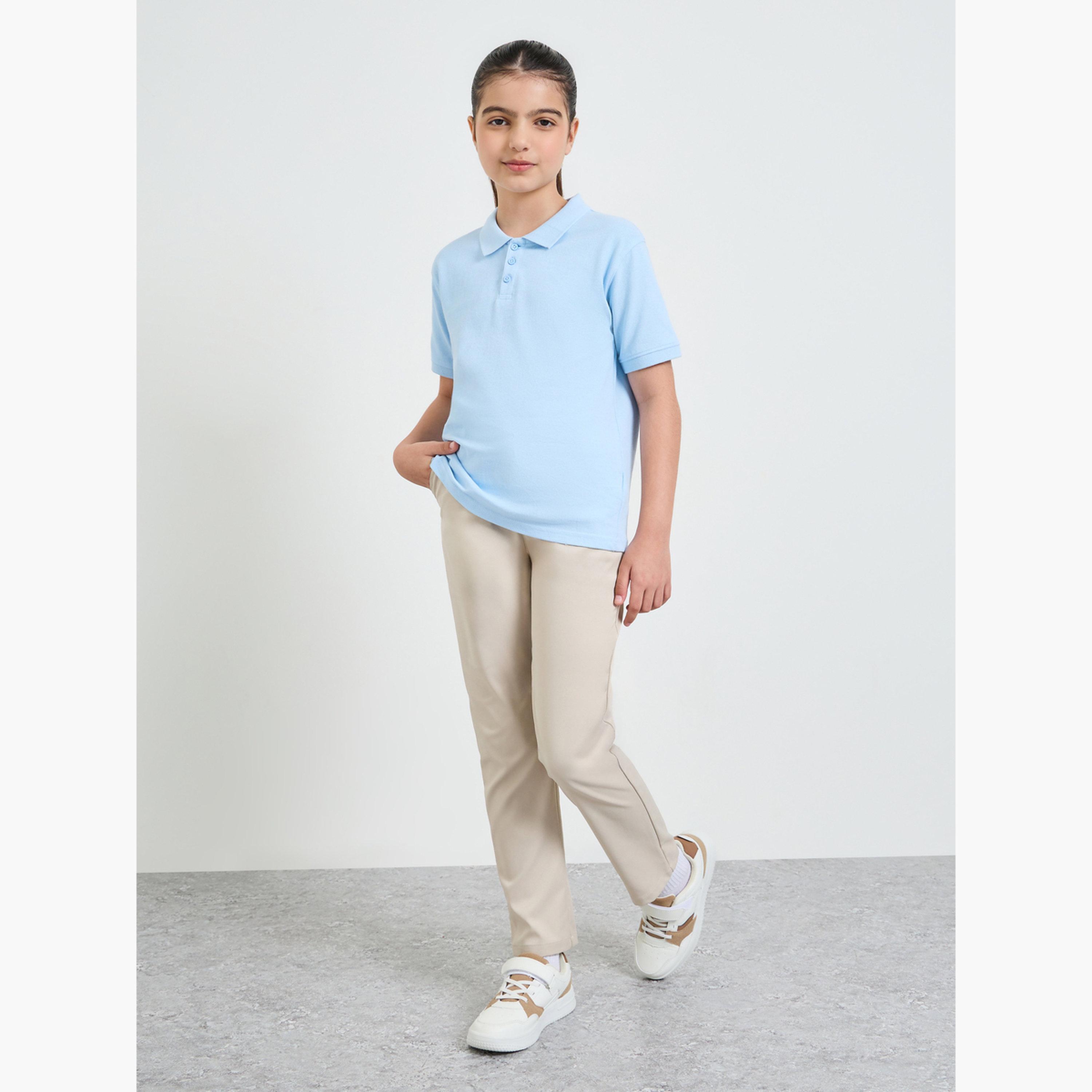 ستايلي - عبوة من قطعتين - تيشيرت بولو قطني سادة للجنسين-girls-clothing-tshirts-image-3