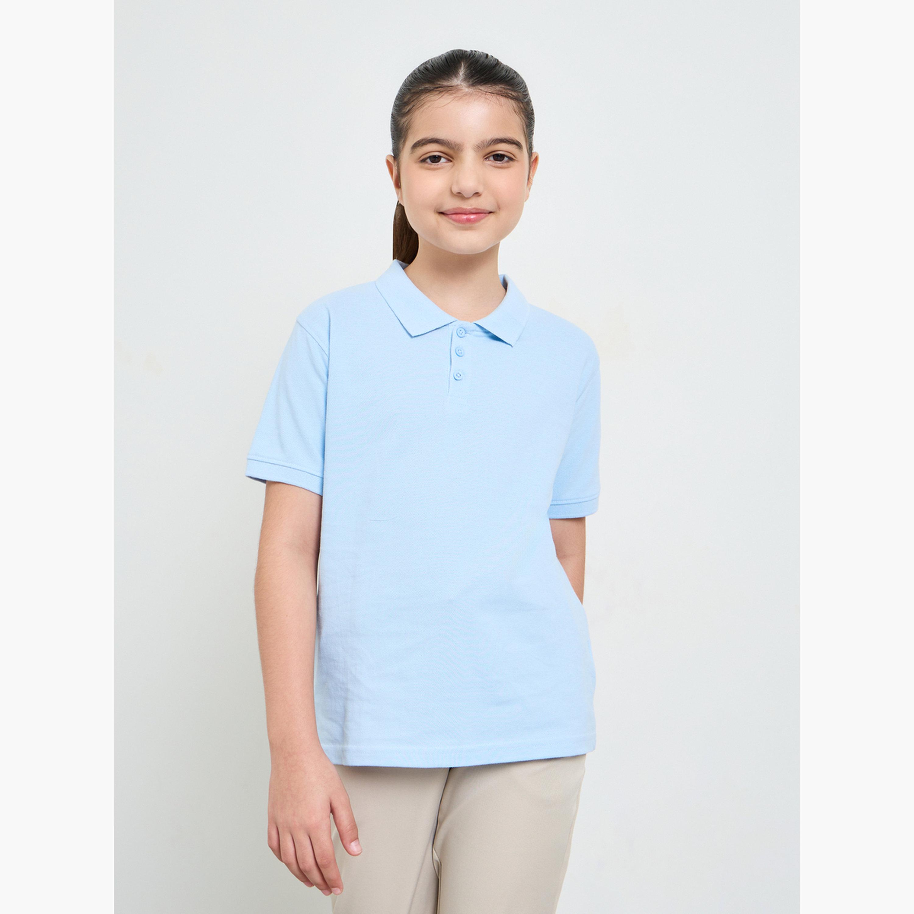 ستايلي - عبوة من قطعتين - تيشيرت بولو قطني سادة للجنسين-girls-clothing-tshirts-image-4