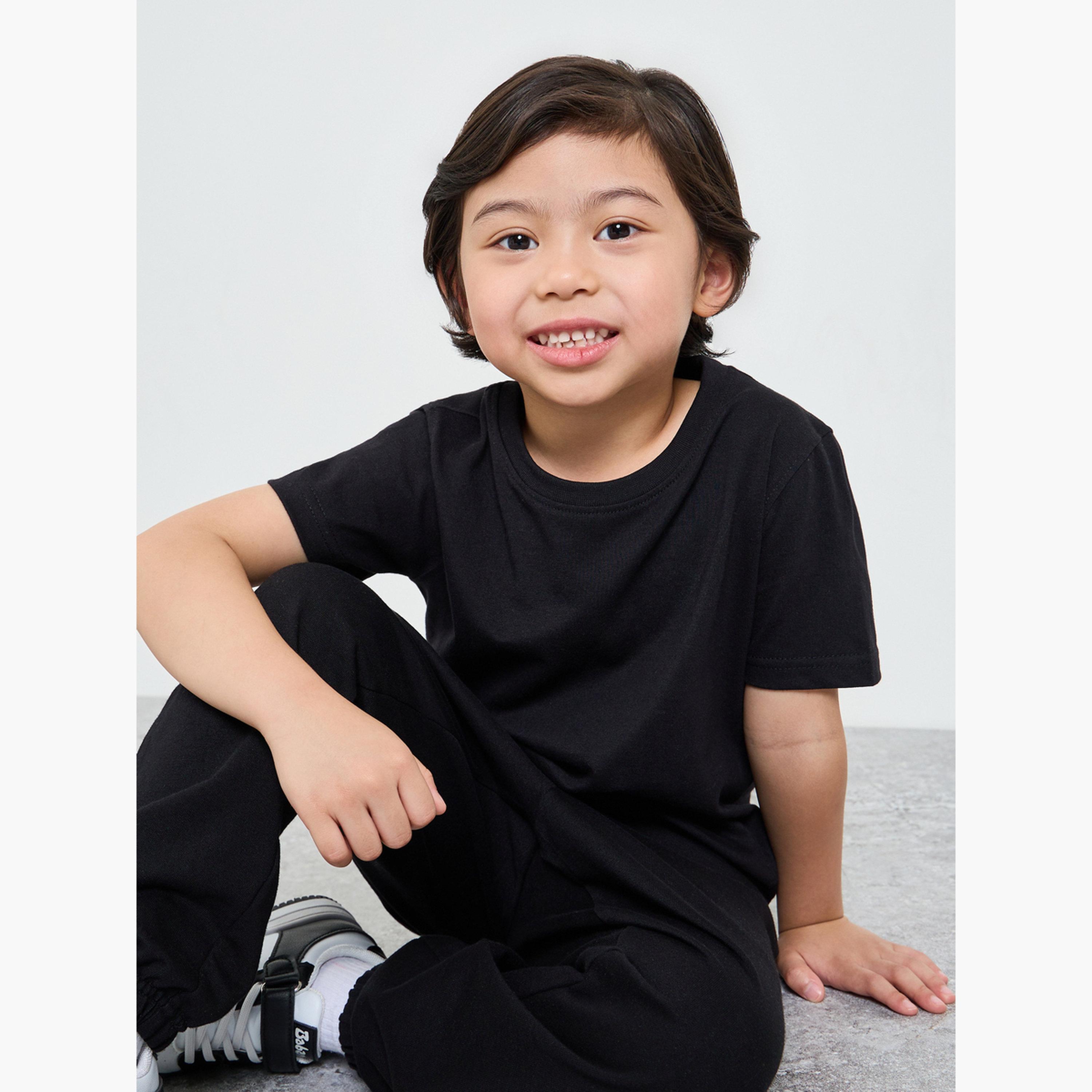 Styli Pack of 2 - Kids Unisex Solid Cotton T-Shirt-boys-clothing-tshirtsandpolos-image-3