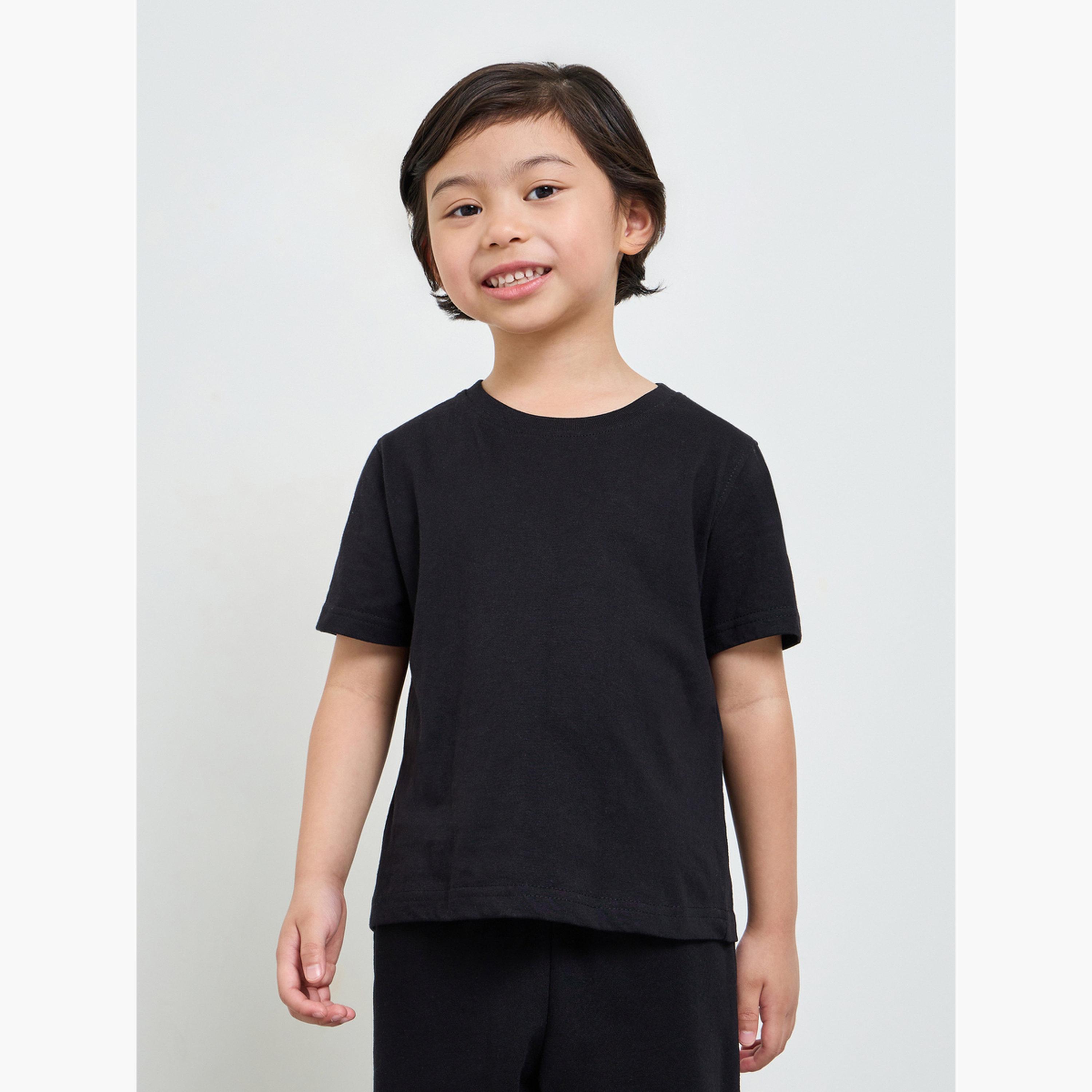Styli Pack of 2 - Kids Unisex Solid Cotton T-Shirt-boys-clothing-tshirtsandpolos-image-4