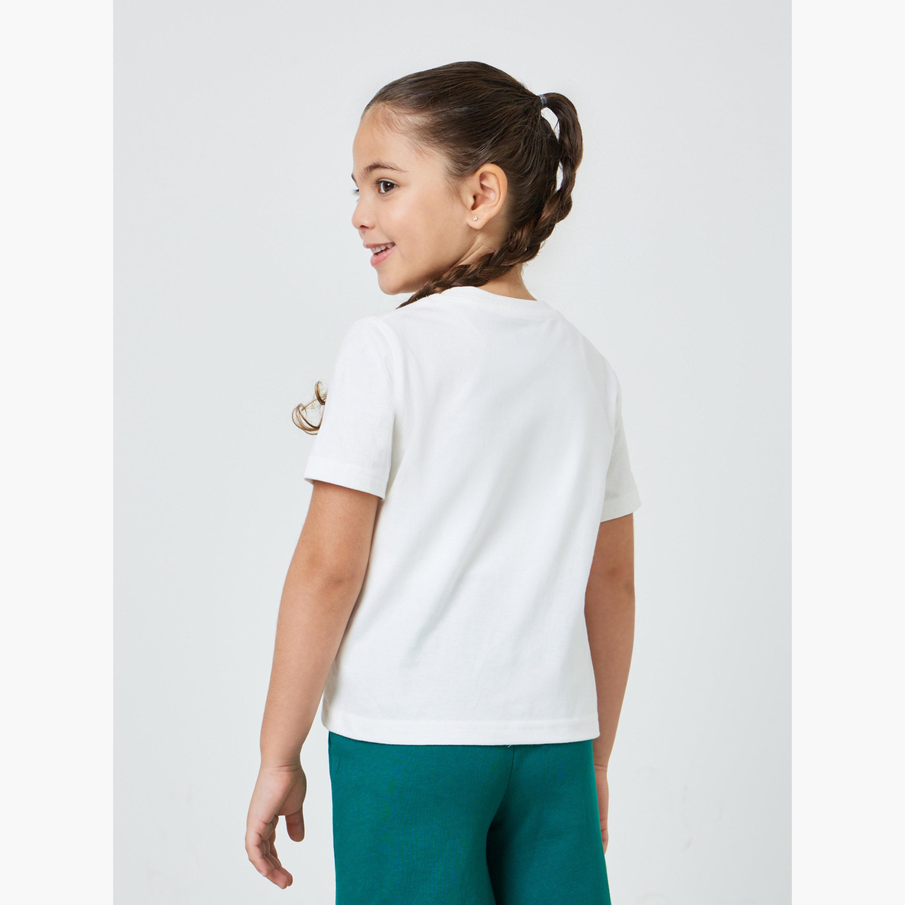 ستايلي - عبوة من قطعتين - تيشيرت قطني سادة للأطفال للجنسين-girls-clothing-tshirts-image-5