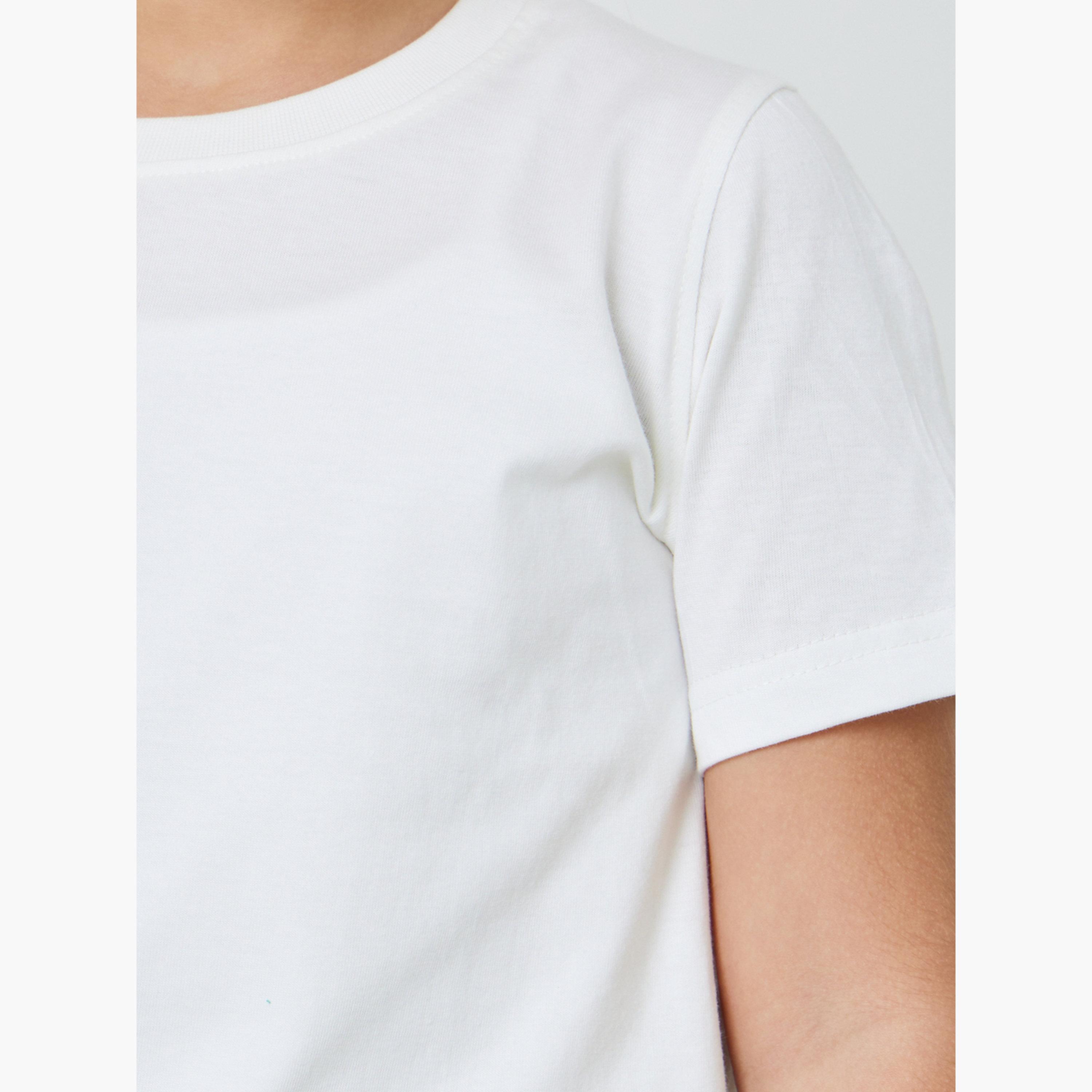 ستايلي - عبوة من قطعتين - تيشيرت قطني سادة للأطفال للجنسين-girls-clothing-tshirts-image-6