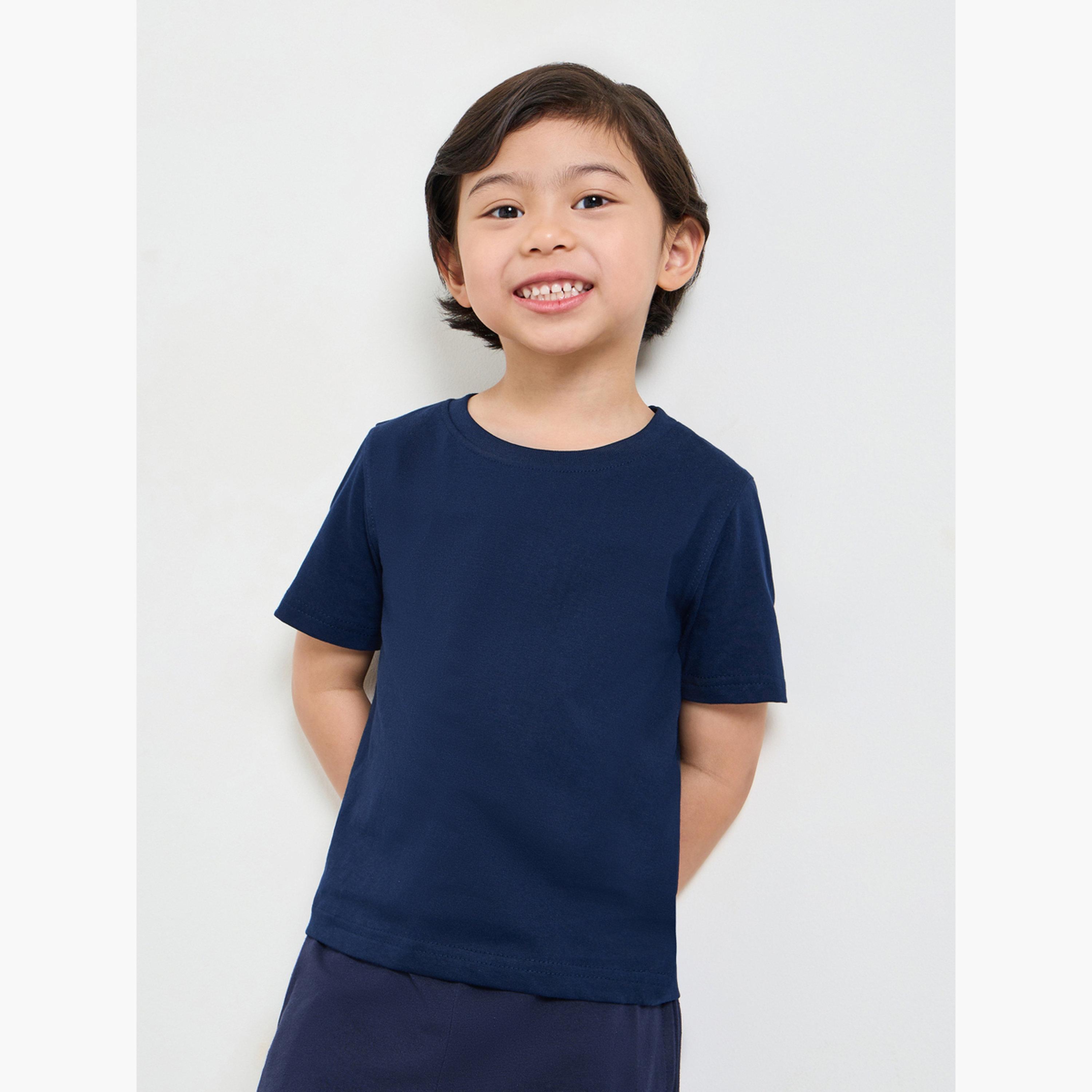 Styli Pack of 2 - Kids Unisex Solid Cotton T-Shirt-boys-clothing-tshirtsandpolos-image-2