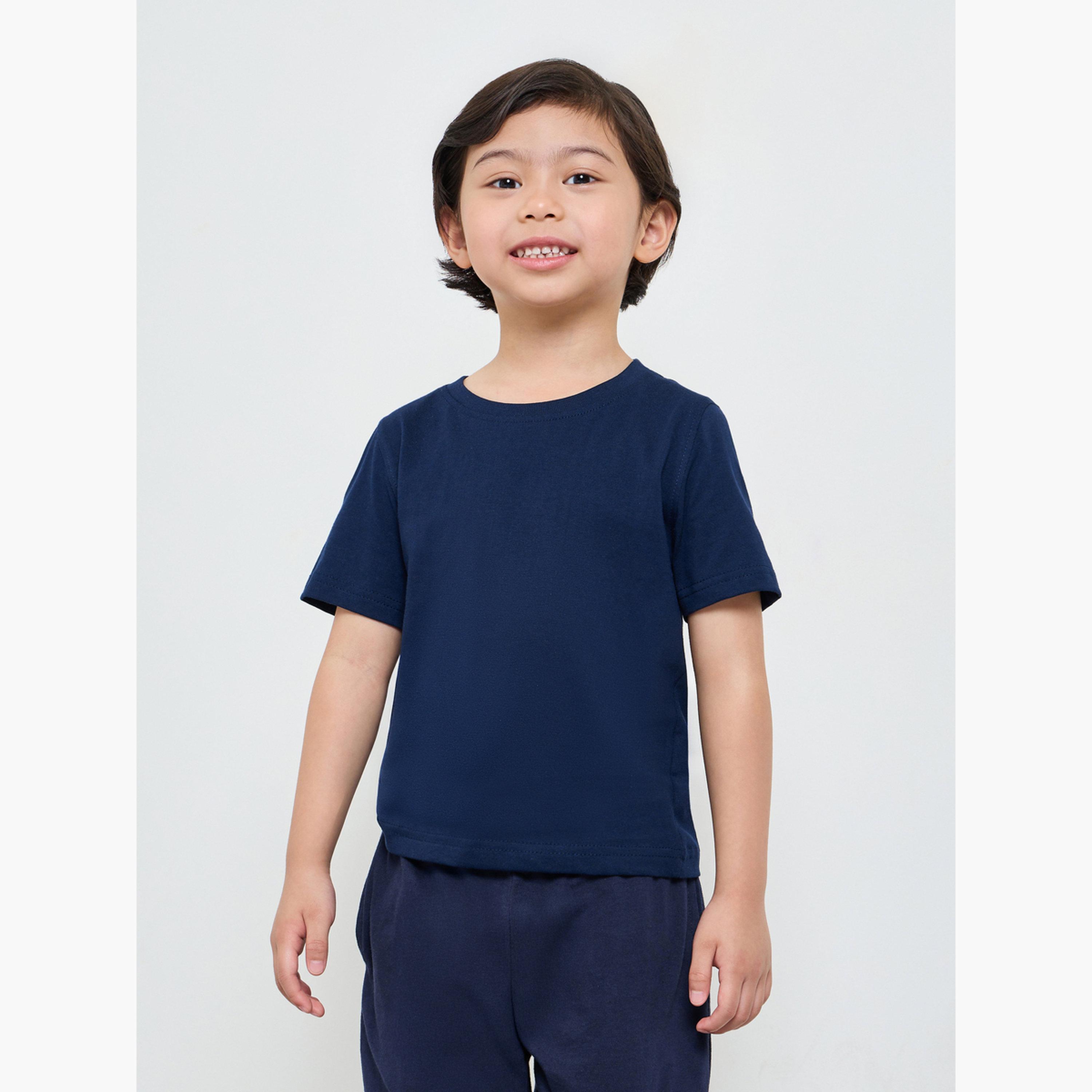 Styli Pack of 2 - Kids Unisex Solid Cotton T-Shirt-boys-clothing-tshirtsandpolos-image-4